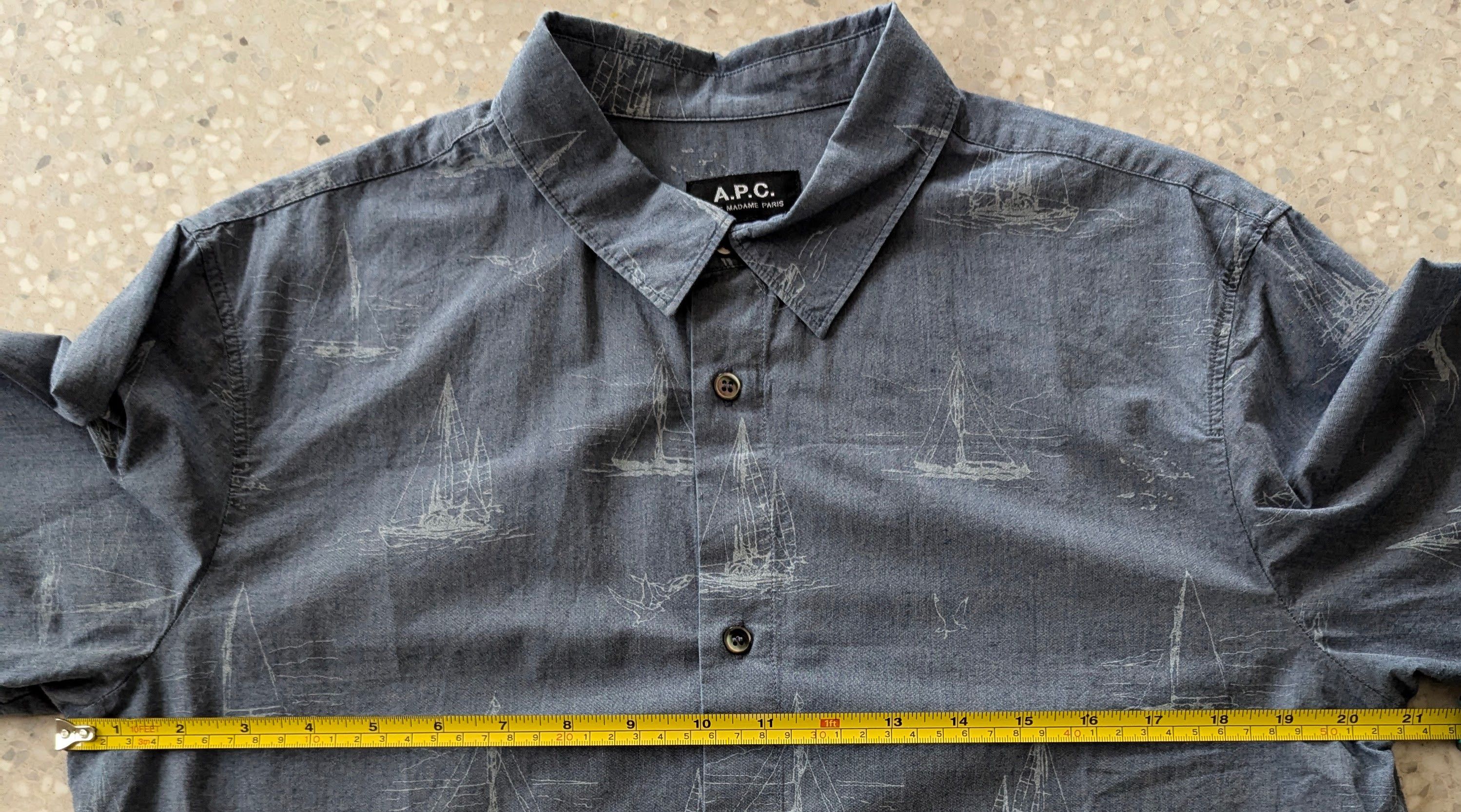 A.P.C. A.P.C. SAILBOAT BLUE LONG SLEEVE SHIRT - LIKE NEW - APC Size US S / EU 44-46 / 1 - 5 Thumbnail