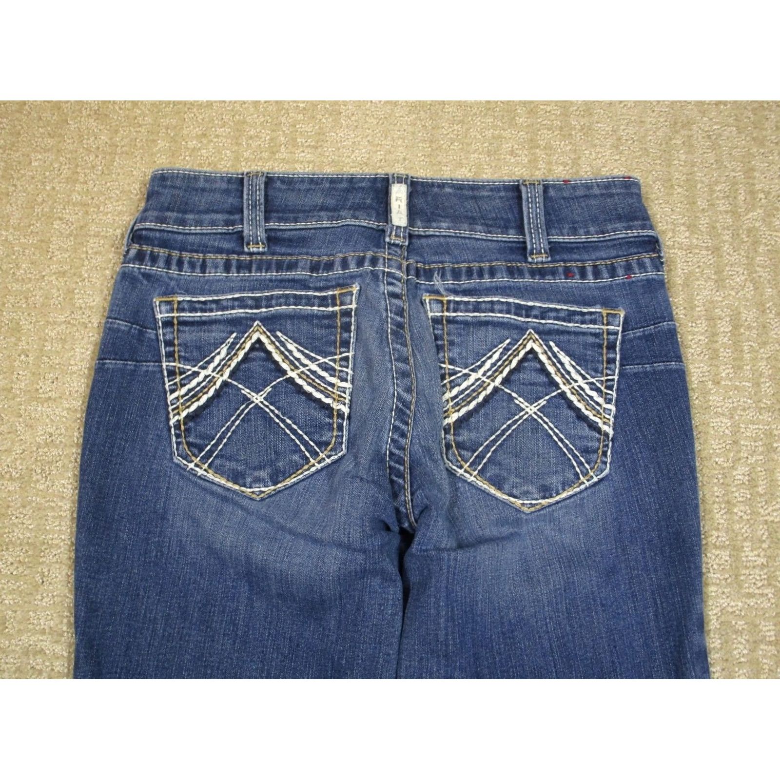 Ariat Ariat Jeans Women 29 Dark Wash Bootcut Denim Southwestern Logo Cowboy 5-Pocket Regular Rise Blue Mens? Size 29" - 4 Thumbnail