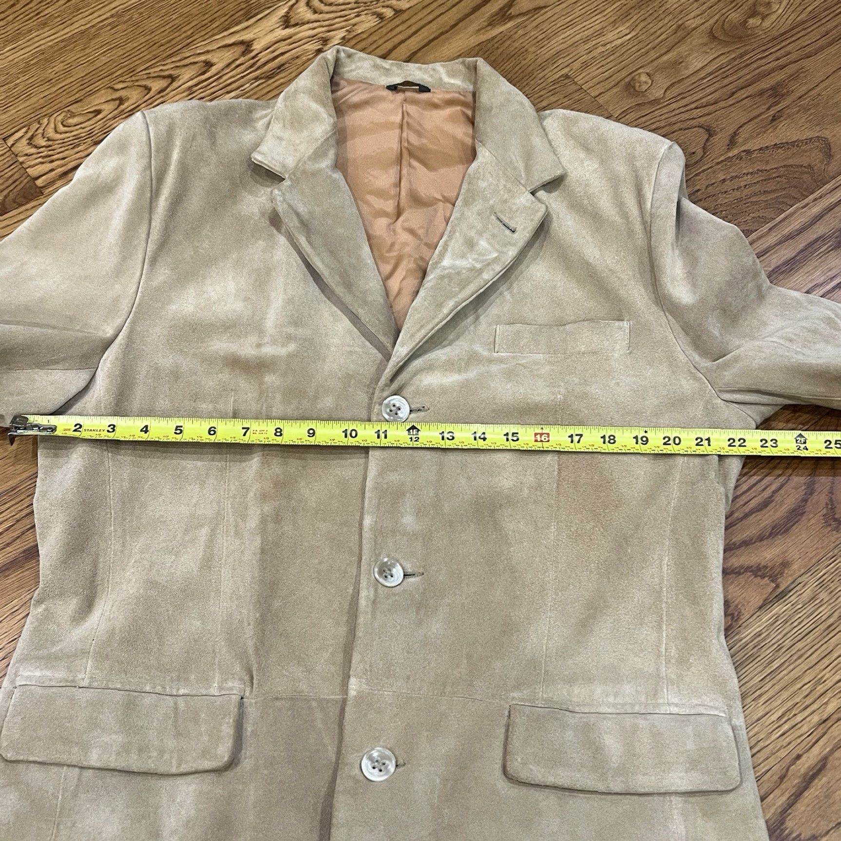 Banana Republic VINTAGE Banana Republic Blazer Jacket Mens M Leather Beige Button Pockets Outdoor Sports 90s VTG Size 40R - 7 Thumbnail