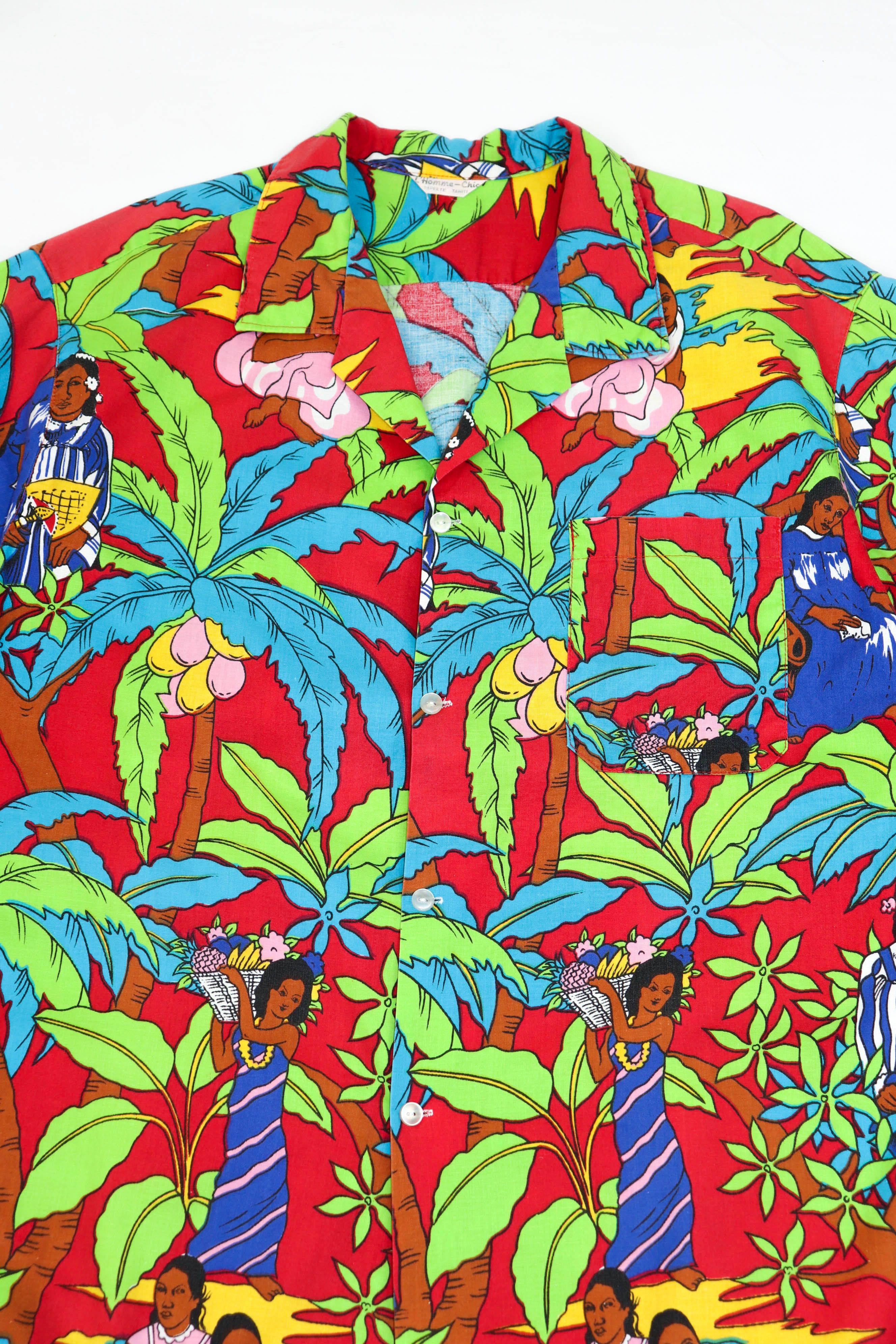 Vintage L' Homme-Chic Tahiti Vintage Graphics Hawaiian Aloha Shirt Size US XXL / EU 58 / 5 - 3 Thumbnail