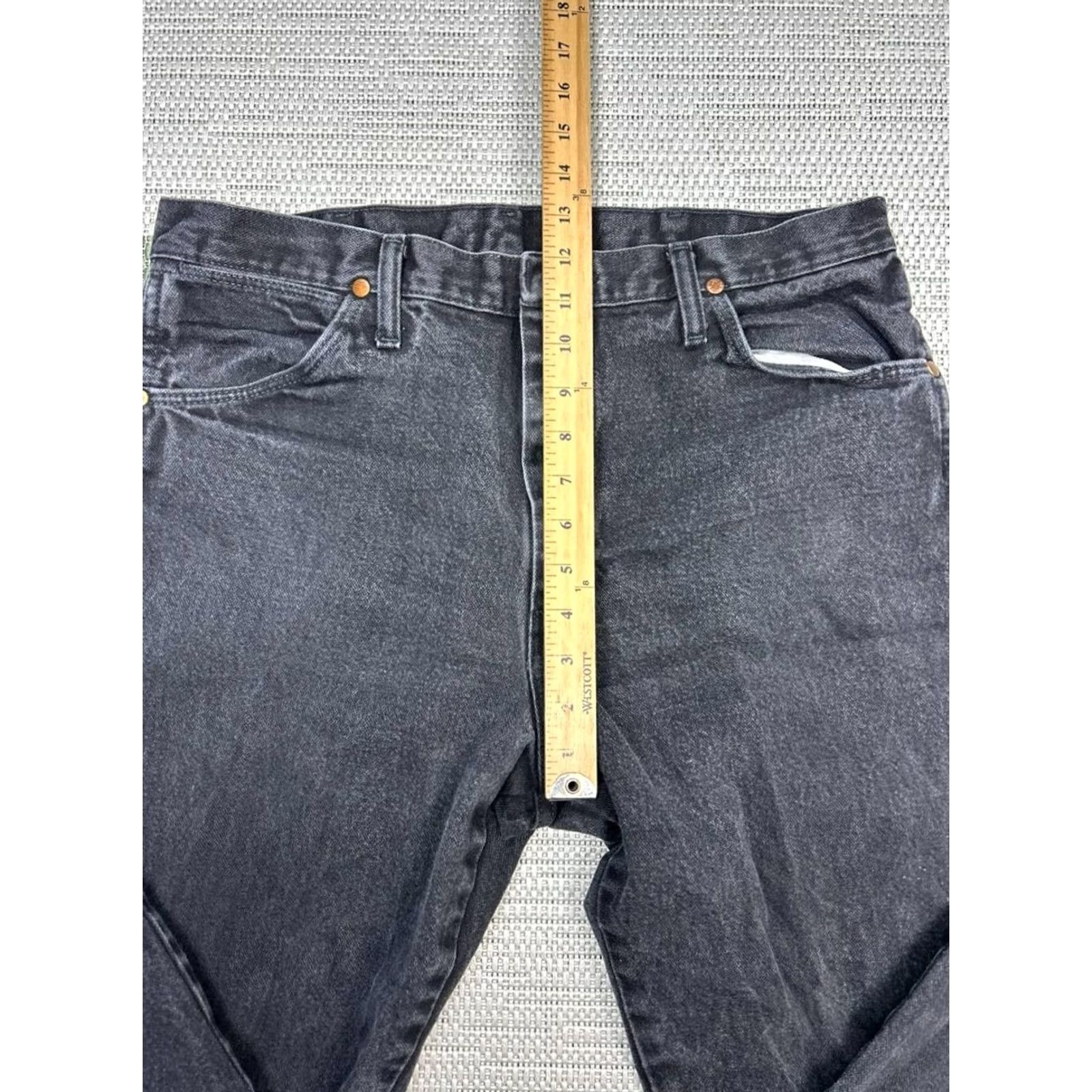 Wrangler Wrangler Cowboy Cut Jeans Men 35 Black Denim Cotton Original Fit High Rise 30x28 Size US 35 - 4 Thumbnail
