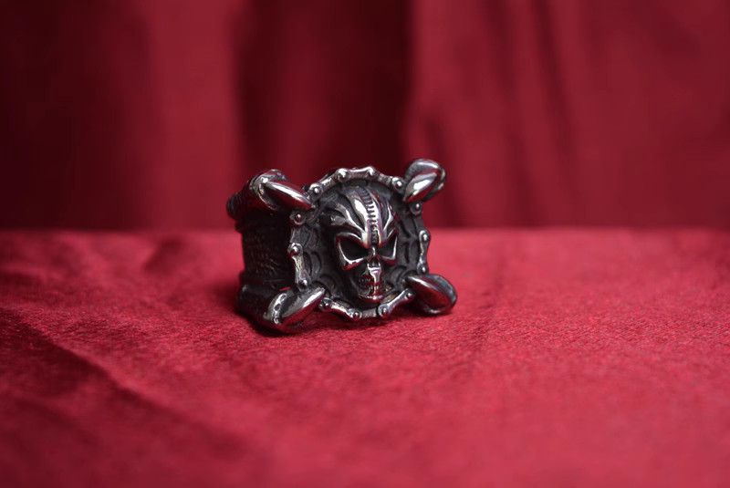 Jewelry Skull Dark Jewelry Rings Open Size Chrome Ring (Size 7-13) Size ONE SIZE - 4 Thumbnail
