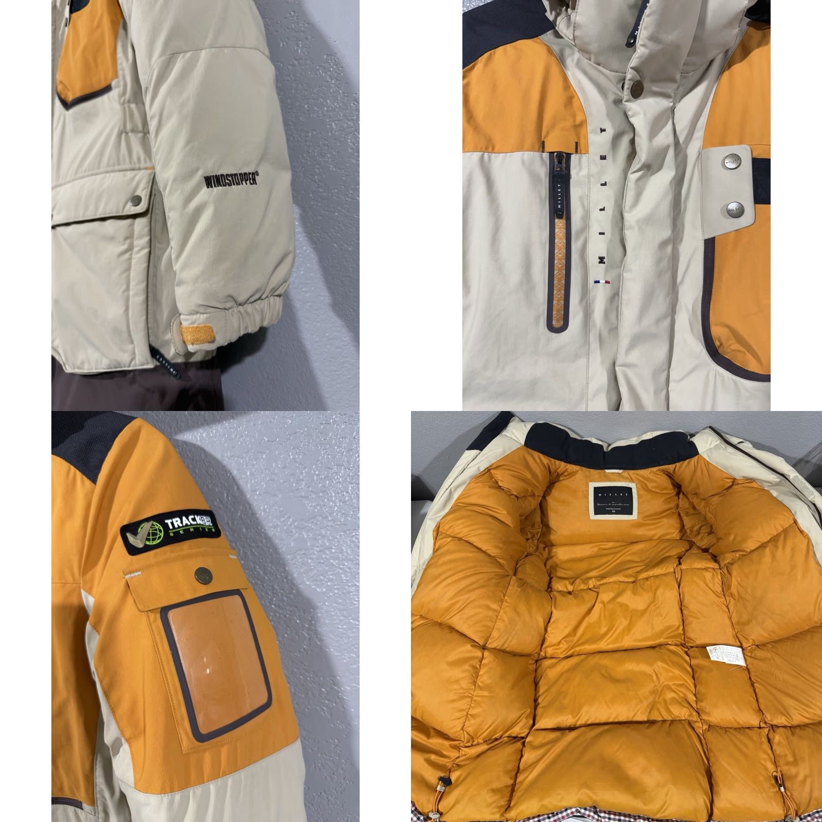 Vintage Millet Down Long Trench Jacket Coat Orange Beige Hood Women’s XS/XS Jacket, Puffer, 90/XS, Beige Orange, MilLet, Wool? Size XS / US 0-2 / IT 36-38 - 8 Thumbnail