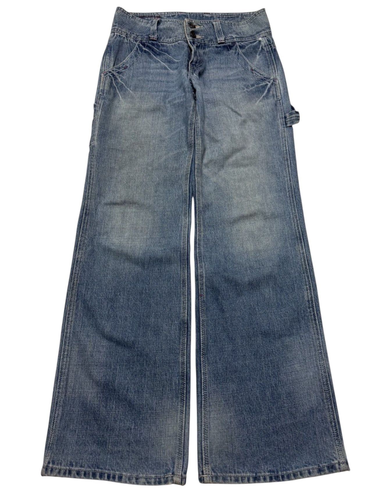 Vintage 💥Sick💥90s style Japanese Mudwash Carpenter Pants Baggy Flare Size US 28 / EU 44 - 1 Thumbnail