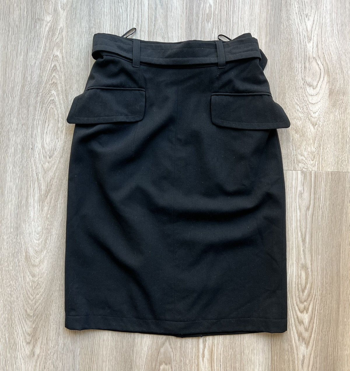 Jil Sander × Vintage Vintage Jil Sander + Black Wool Midi Skirt With Belt Size 26" / US 2 / IT 38 - 12 Thumbnail