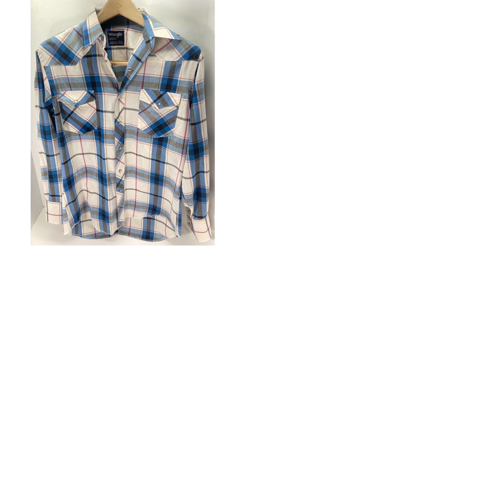 Wrangler VINTAGE Wrangler Pearl Snap Shirt Men M Blue Pink Plaid Long Sleeve Western Size US M / EU 48-50 / 2 - 9 Thumbnail