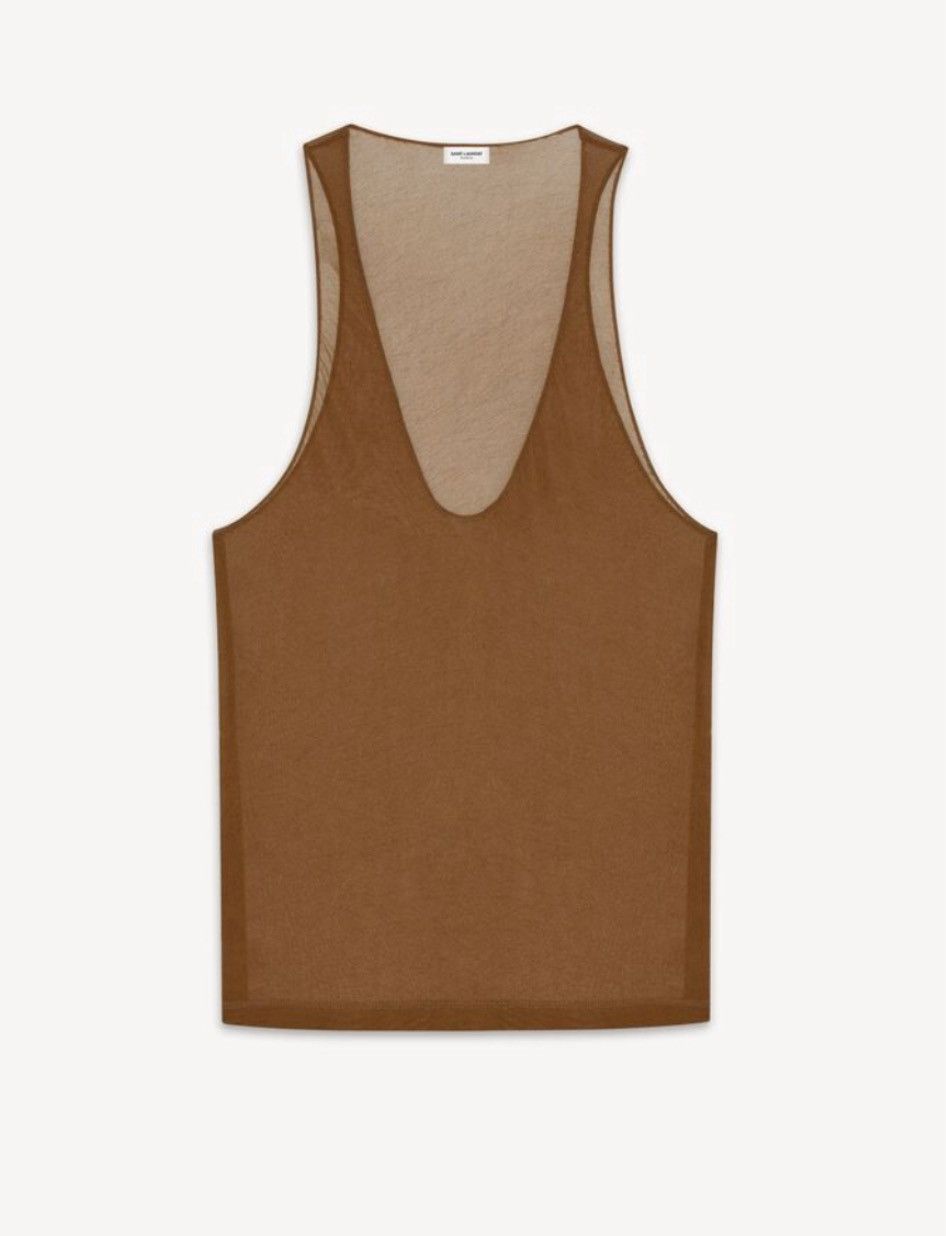 Saint Laurent Paris sheer tank top in jersey Size US L / EU 52-54 / 3 - 1 Preview
