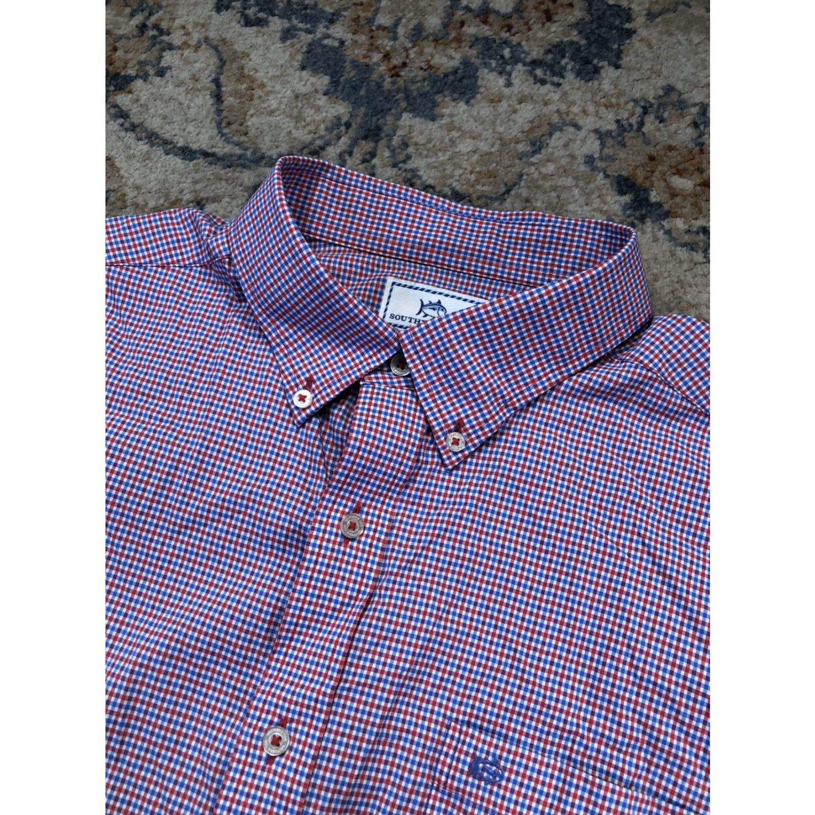 Southern Tide Southern Tide Shirt Mens XL Red Blue Check Intercoastal Long Sleeve Button Down Size US XL / EU 56 / 4 - 7 Thumbnail