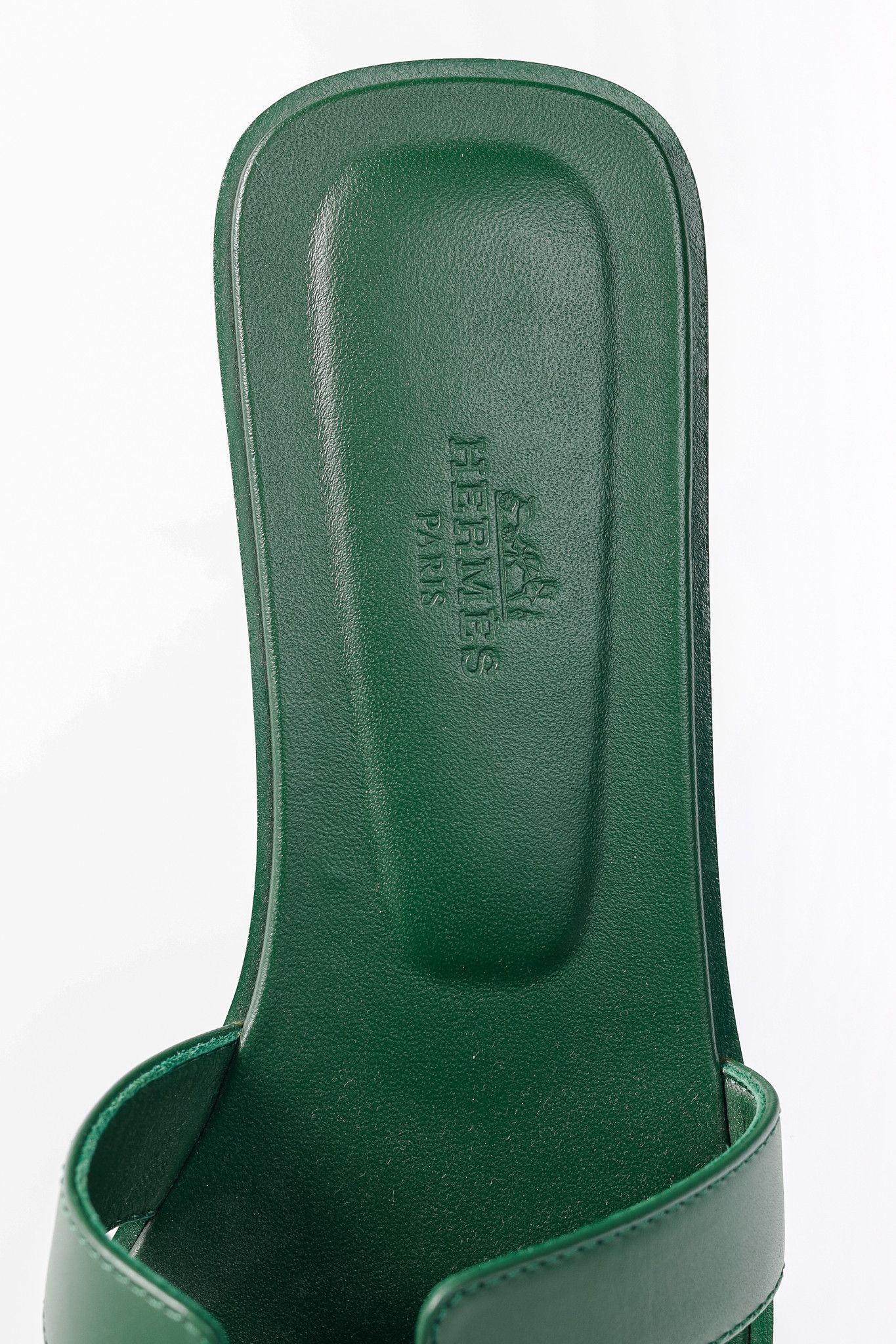 Hermes Hermes Oran Vert Electrique Calfskin H-Strap Sandals Size US 7.5 / IT 37.5 - 10 Thumbnail