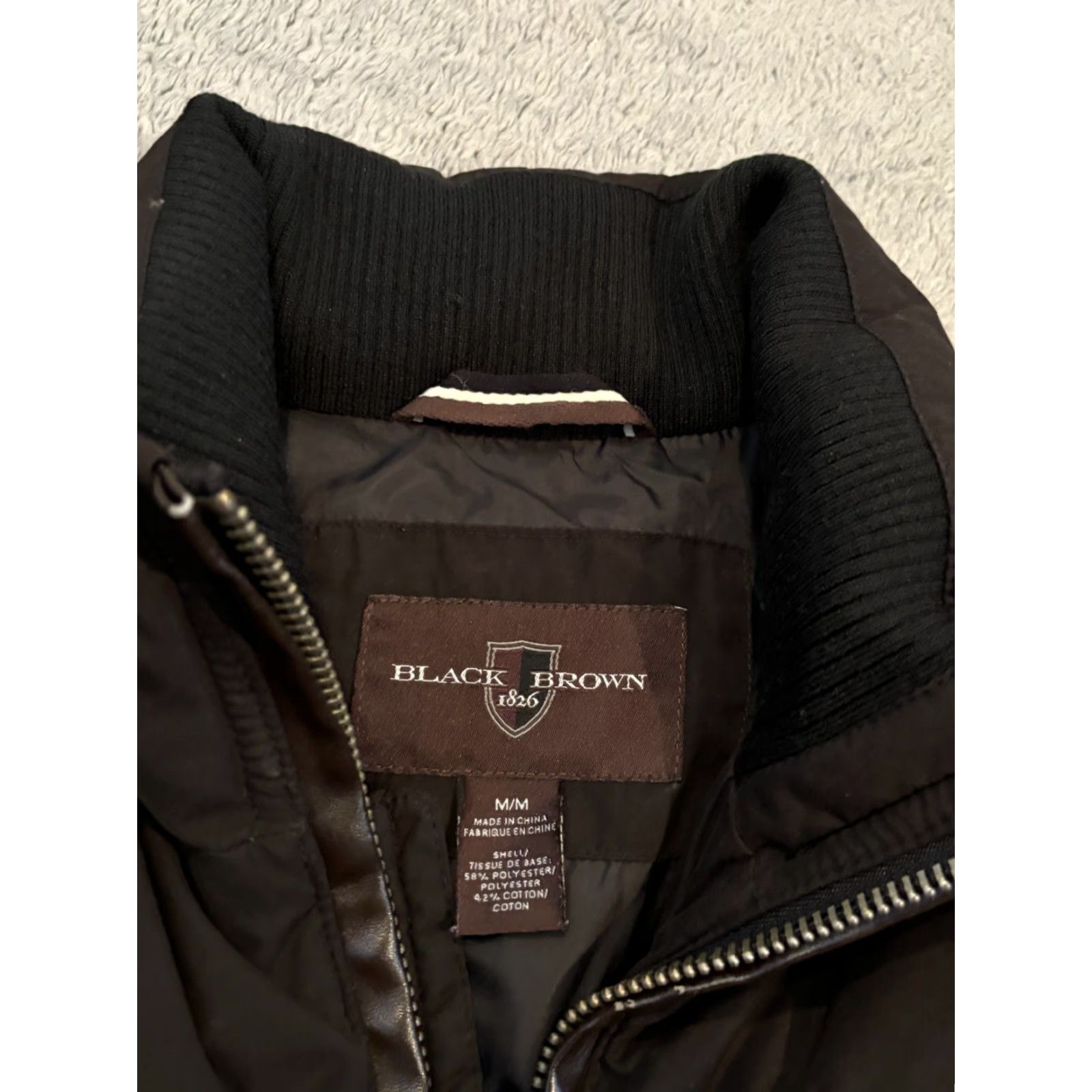Vintage Black Brown 1826 Puffer Jacket Mens Medium Black Coat Full Zip Pockets Size US M / EU 48-50 / 2 - 2 Thumbnail