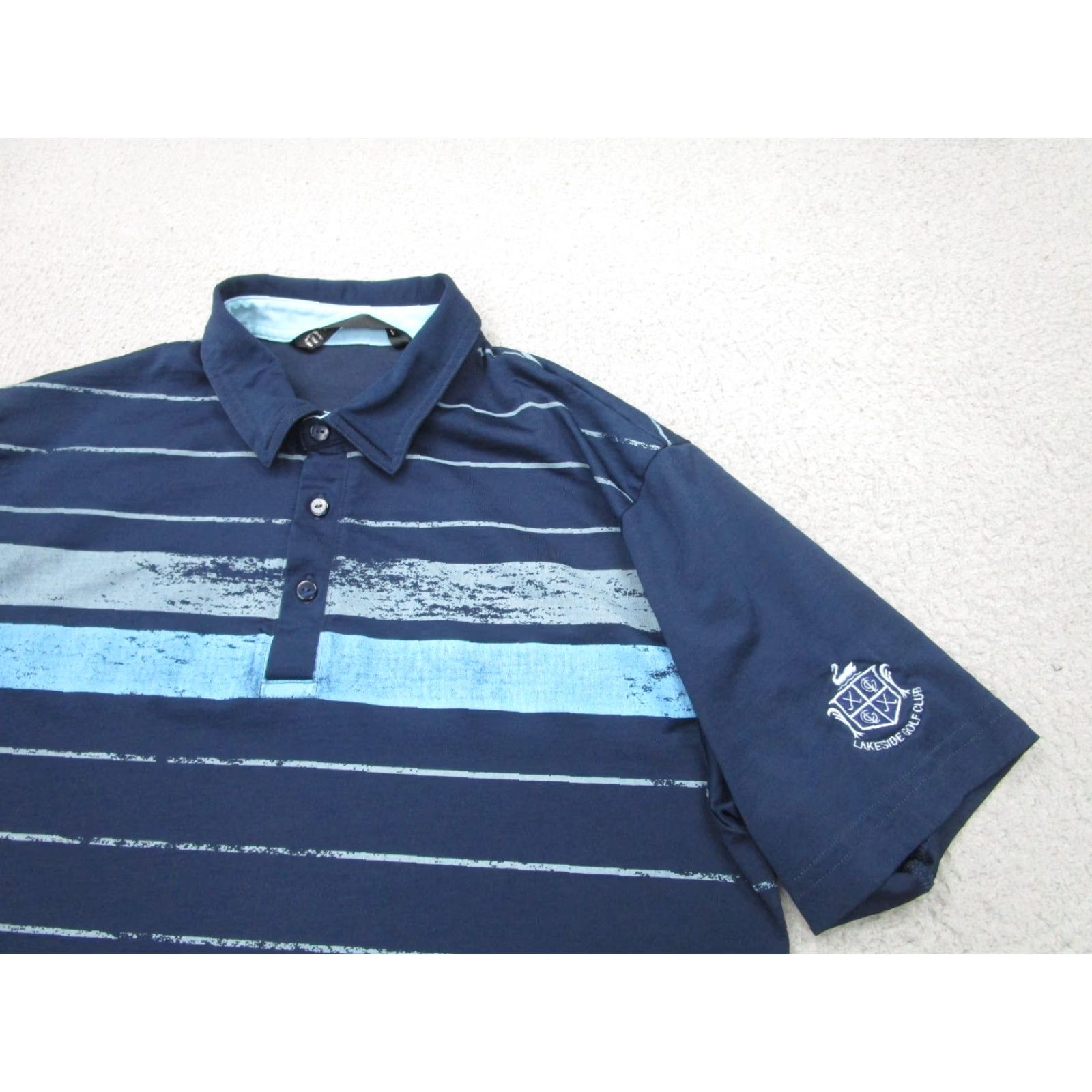 TravisMathew Travis Mathew Mens Medium Blue Striped Polo Shirt Golf Casual Summer Size US M / EU 48-50 / 2 - 4 Thumbnail