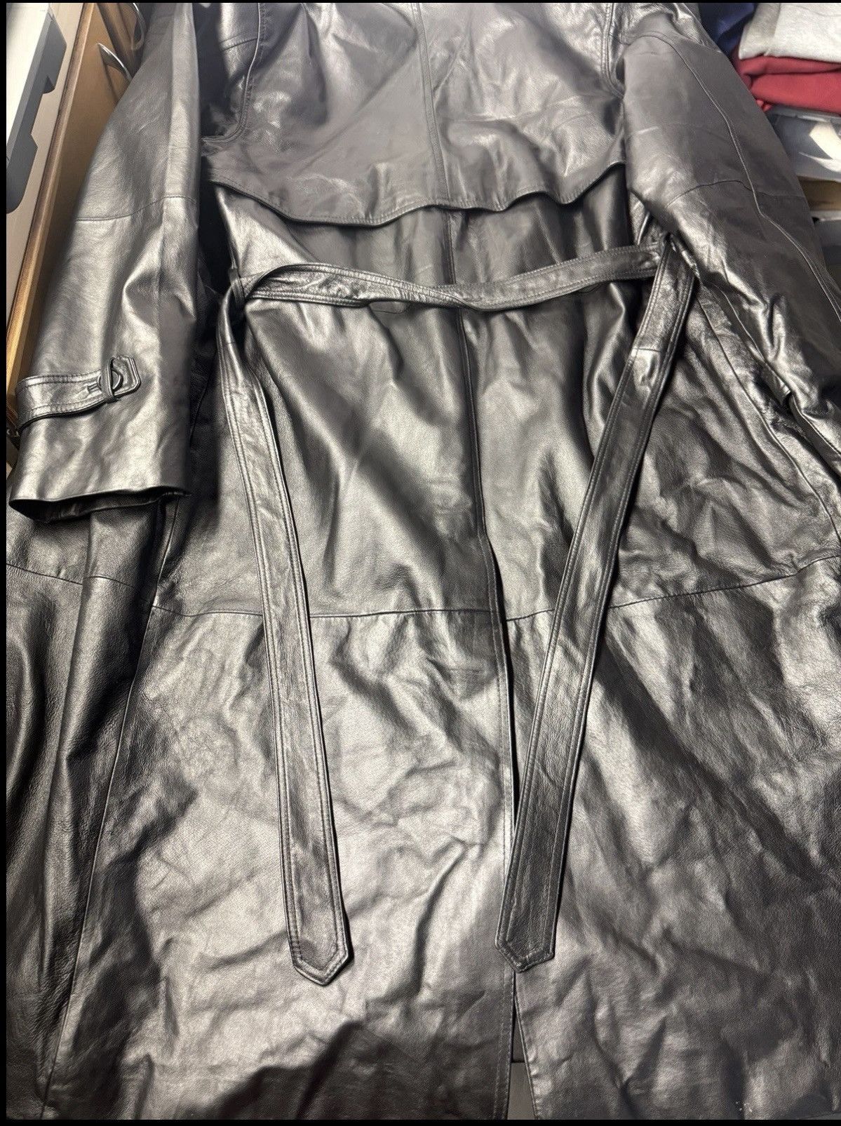 Other 90s Vilanto Vintage BlackLeatherDouble-BreastedBelted Trench Size US XL / EU 56 / 4 - 7 Thumbnail