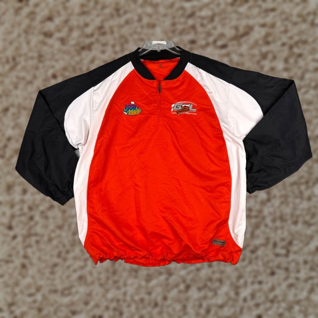 Vintage Booombah Sweater Men's 1/4 Zip Adult XL Red Black Golf & Turf Global Sport Pullover Mock Neck Embroidered Logo sweater Size US XL / EU 56 / 4 - 1 Thumbnail