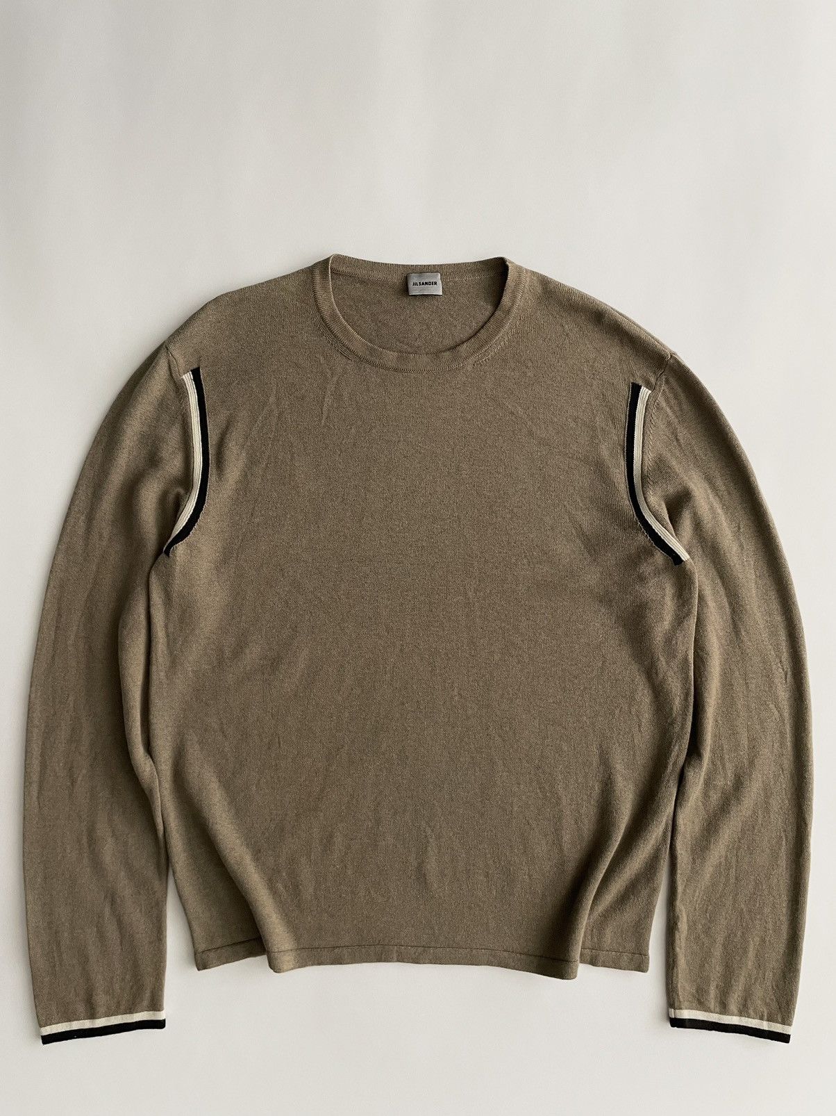 Pre-owned Jil Sander Early 2000's Trimmed Wool Sweater In Brown