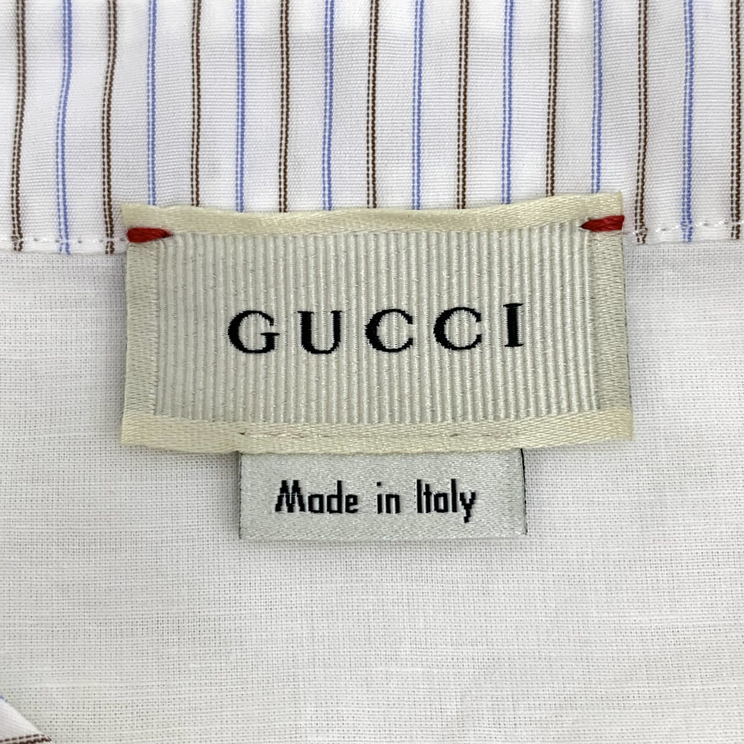 Gucci Gucci White Striped Cotton Button-Up Shirt (Size 8) Size M / US 6-8 / IT 42-44 - 2 Thumbnail