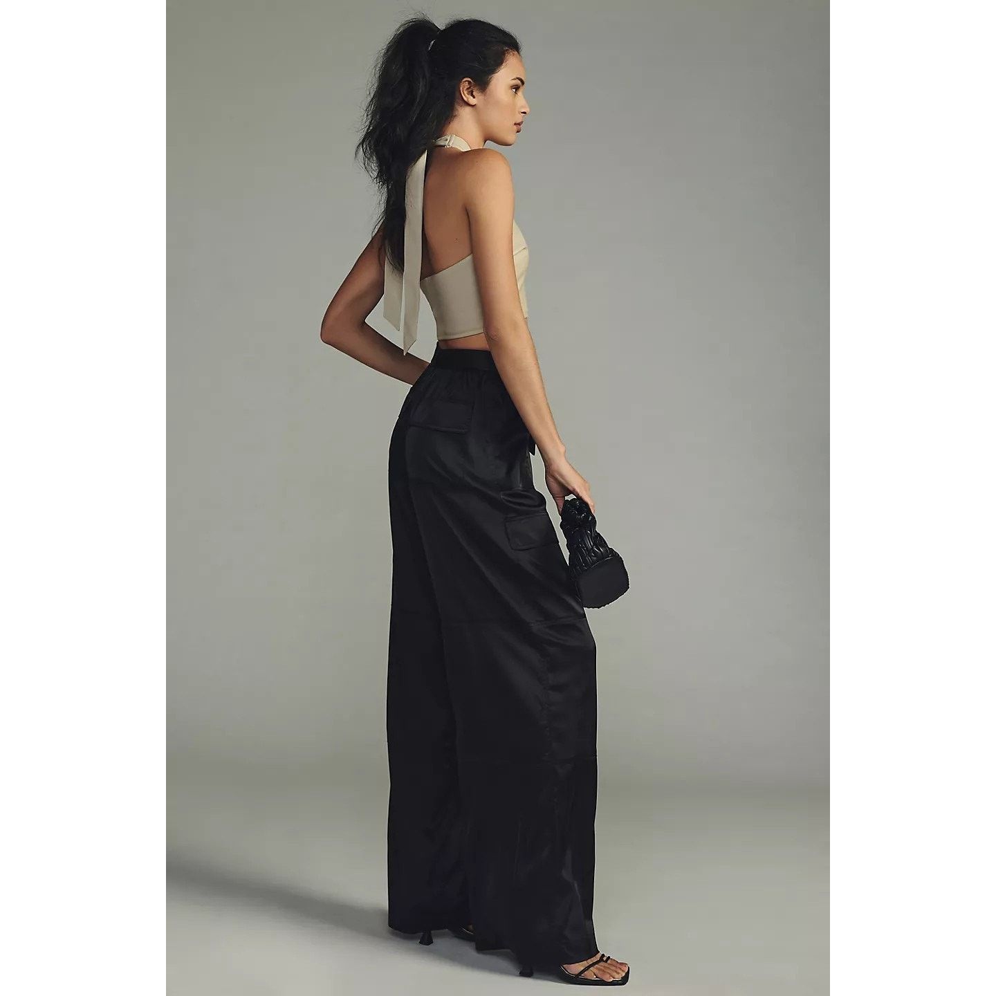 Anthropologie New Anthropologie Hutch Satin Utility Pants $148 SMALL Black Size 27" / US 4 / IT 40 - 3 Thumbnail