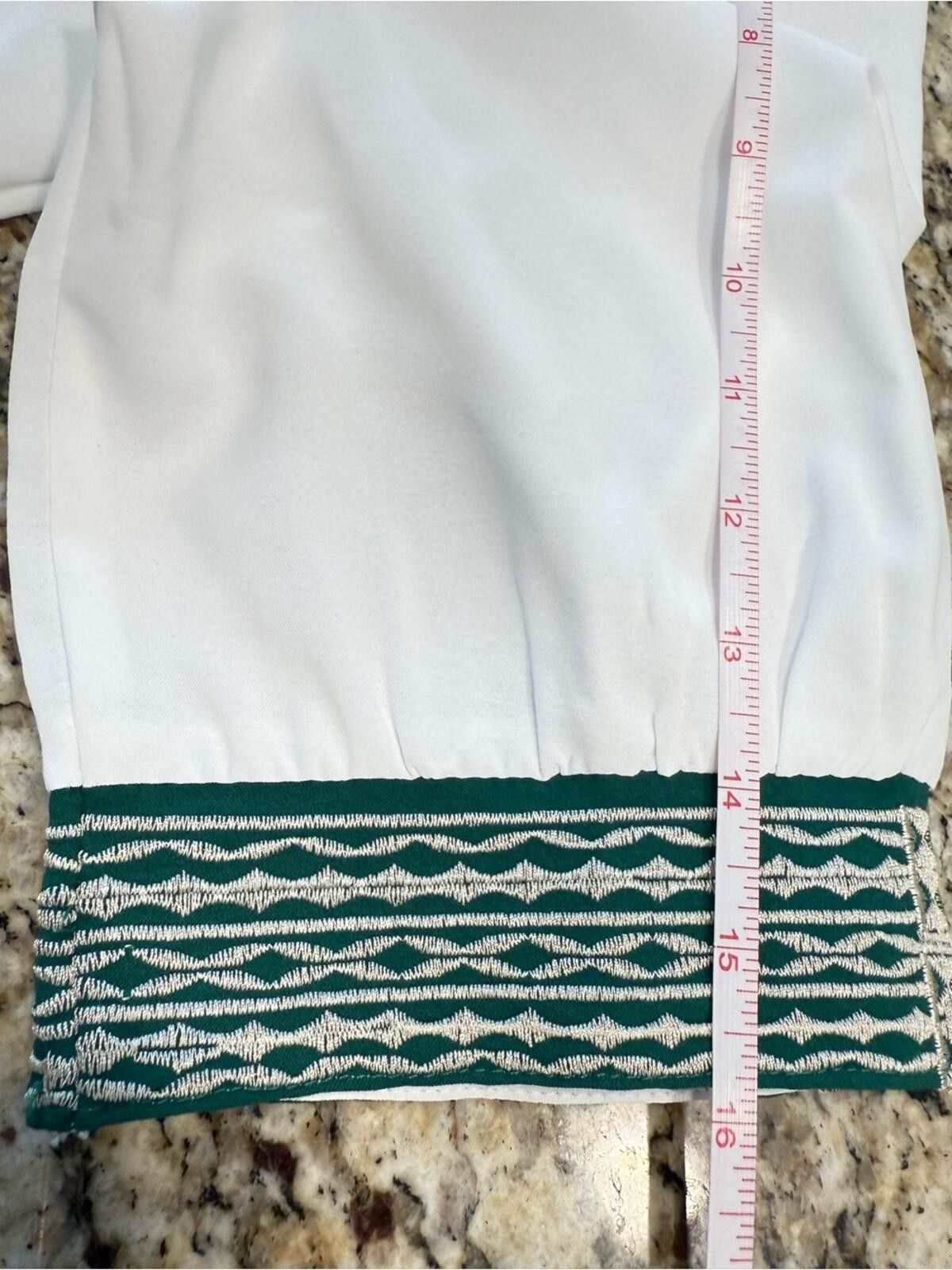 Other White V neck short sleeve top dainty green embroidery SZ LG Size L / US 10 / IT 46 - 9 Thumbnail