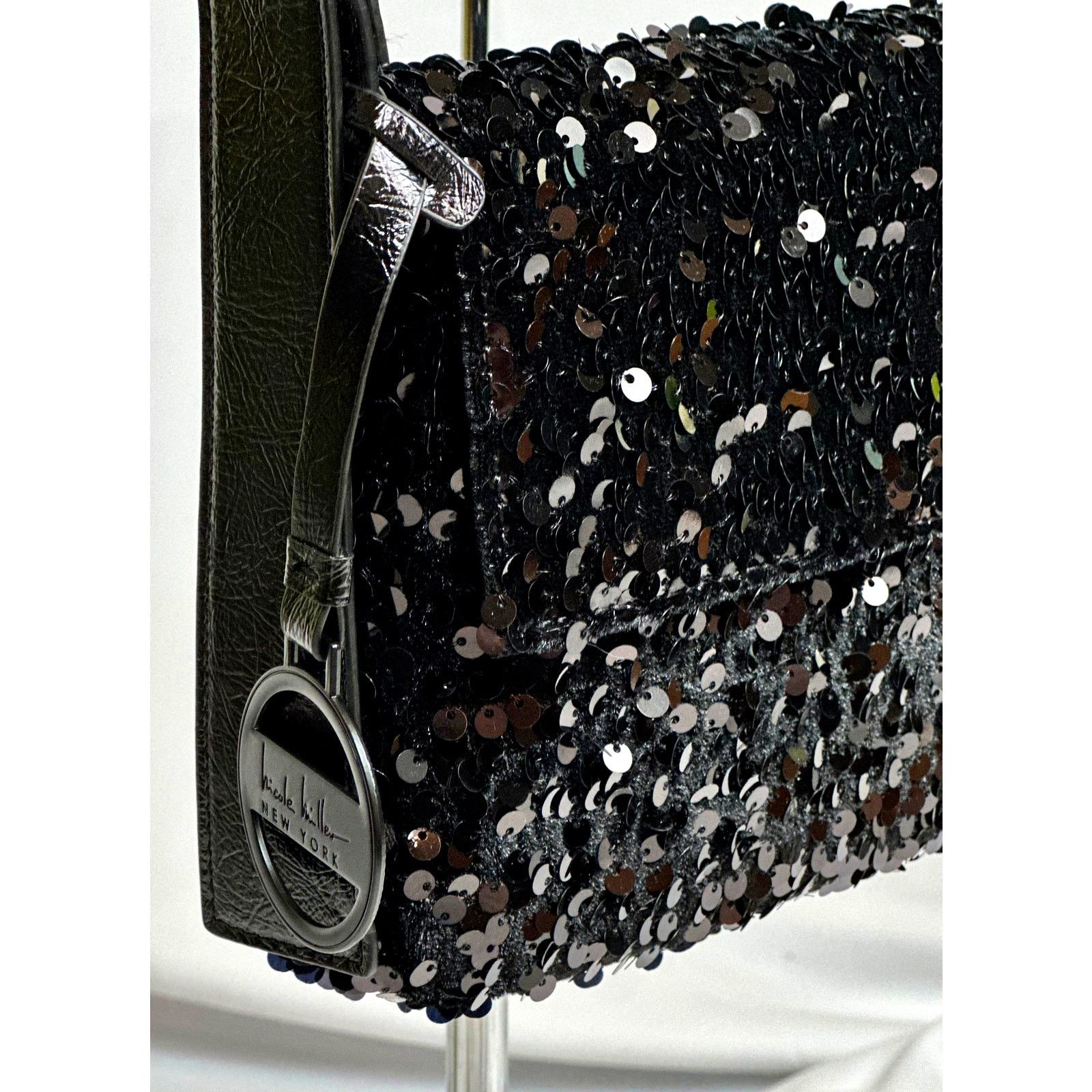 Nicole Miller Nicole Miller Sequined Shoulder Bag Adjustable Strap Black Size ONE SIZE - 4 Thumbnail