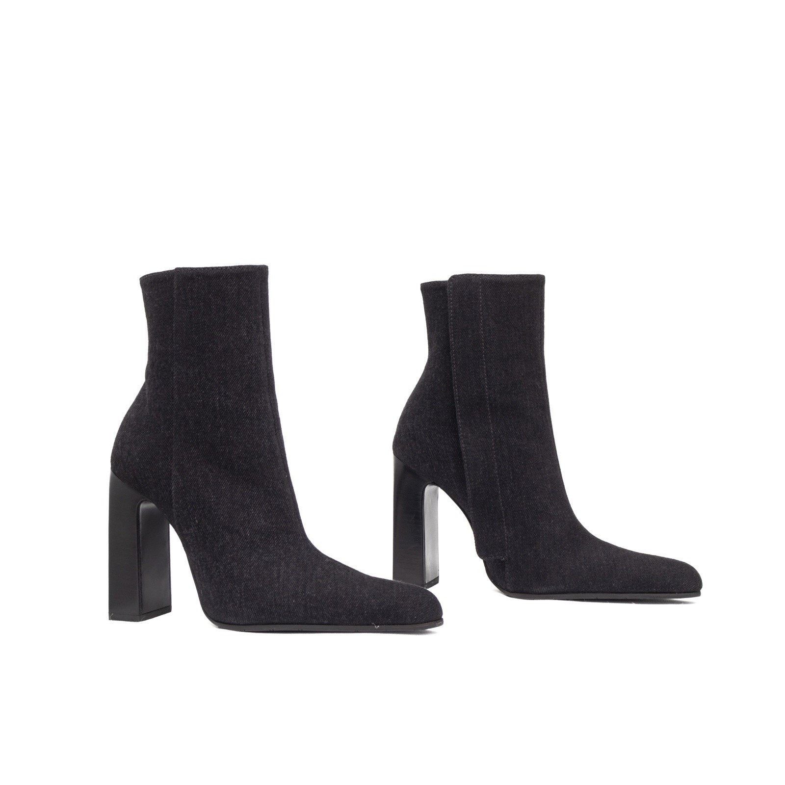 Balenciaga 940$ BALENCIAGA Denim Ankle Side Zip Block Heel Boots Grey Size US 7 / IT 37 - 4 Thumbnail