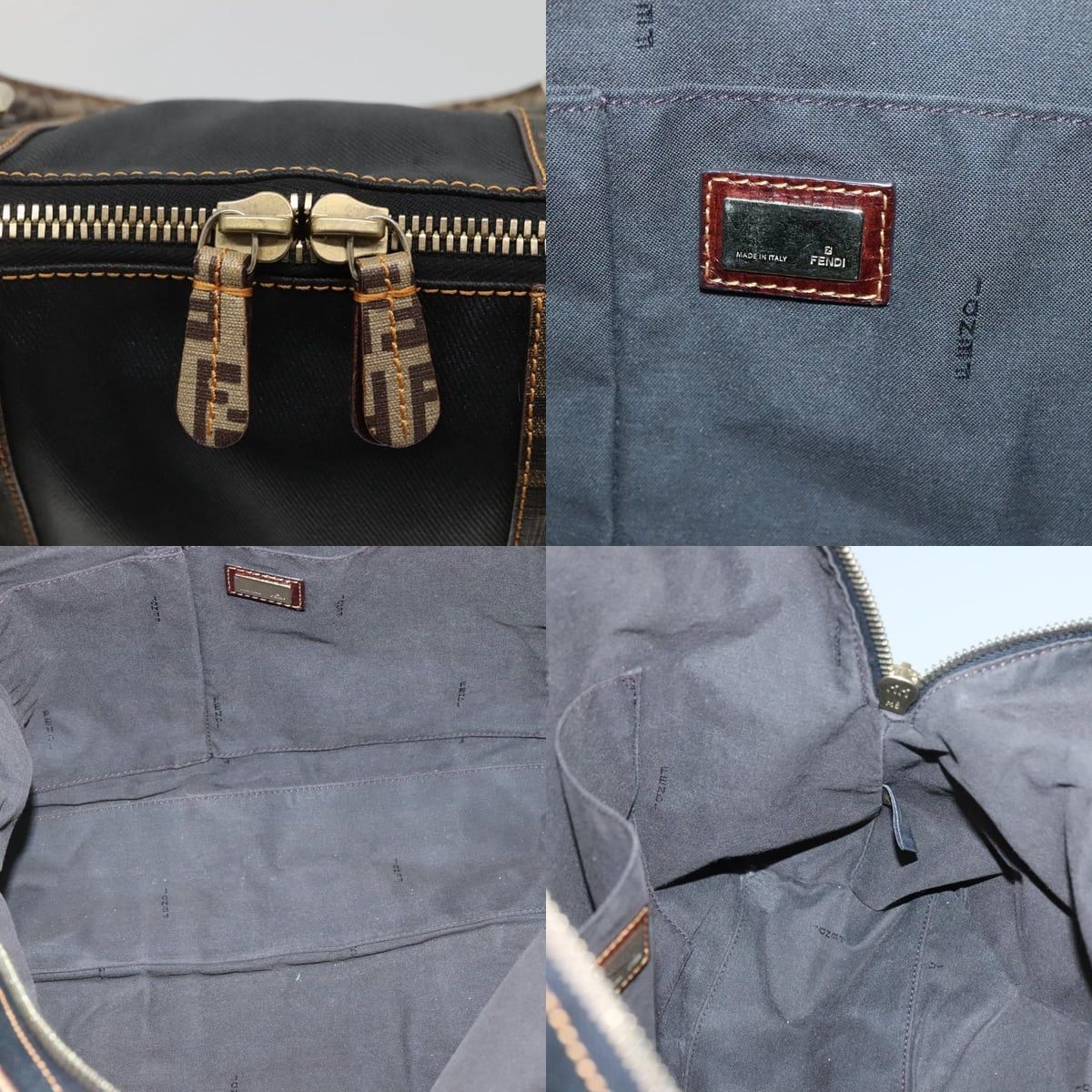 Fendi FENDI Zucchino Hand Bag Coated Canvas Pvc Black Gold Size ONE SIZE - 11 Thumbnail