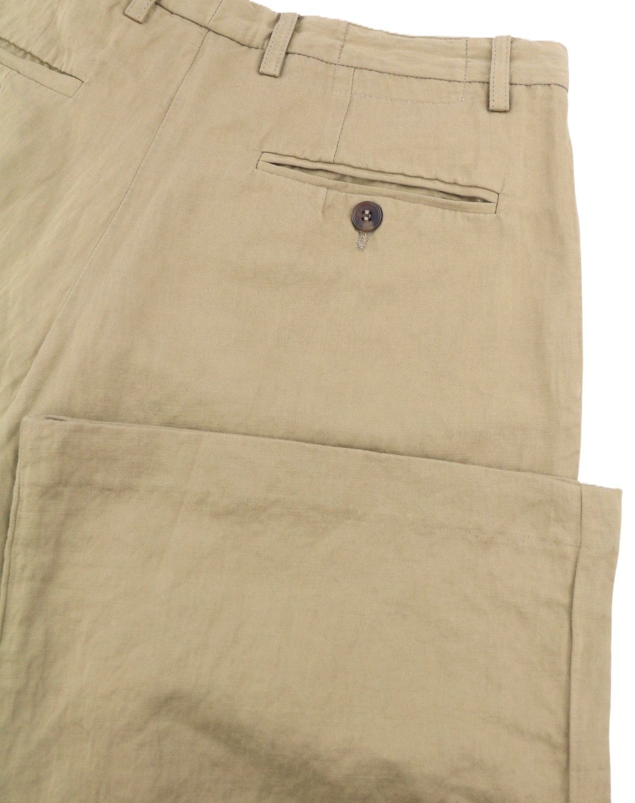R13 WIDE LEG 25 Khaki Linen Blend Pleated Button Fly 87787 Size 25" / US 0 / IT 36 - 6 Thumbnail