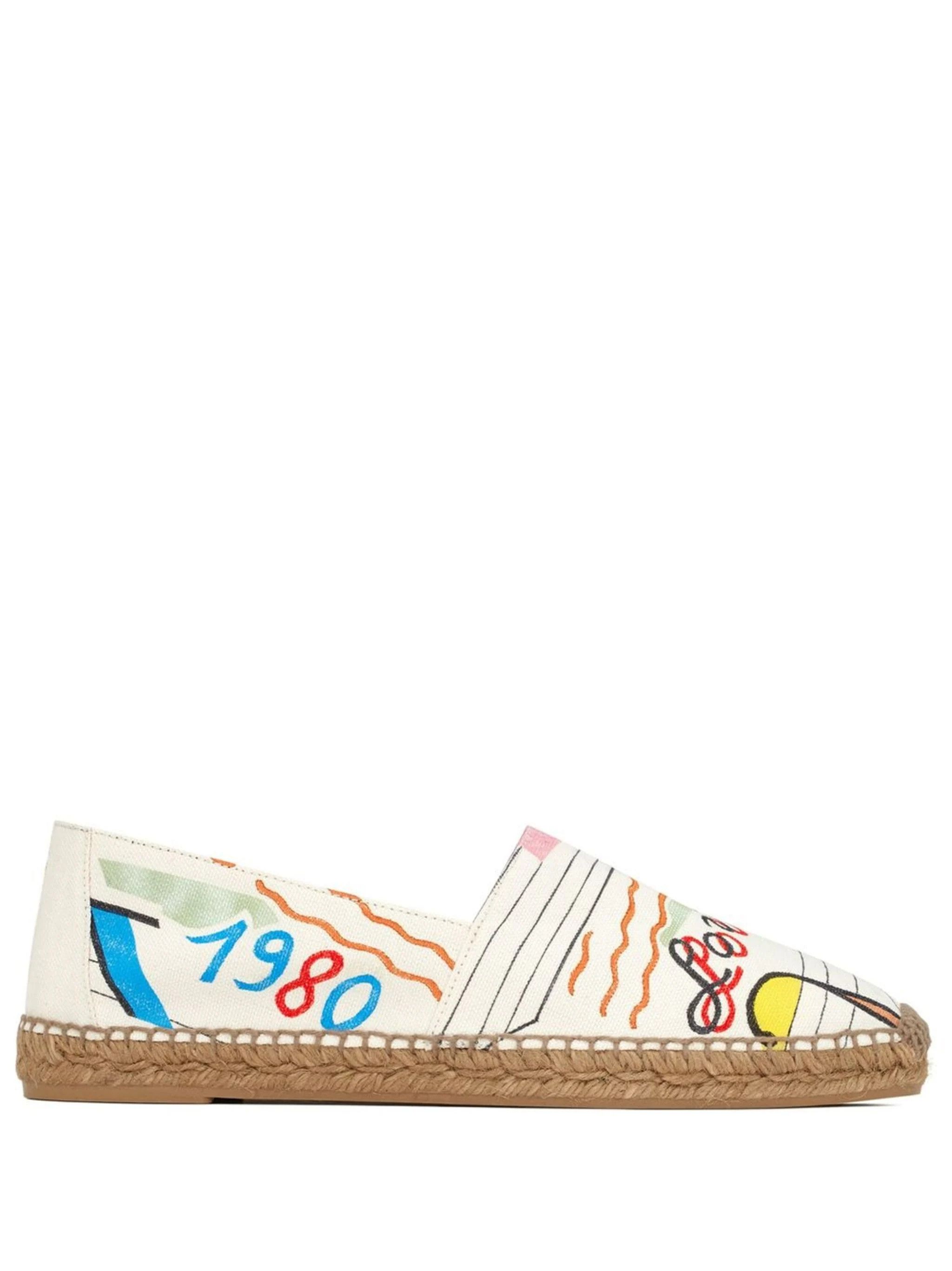 image of Saint Laurent Paris Oc11Z10524 Patterned Espadrilles In Multicolor Shoes, Men's
