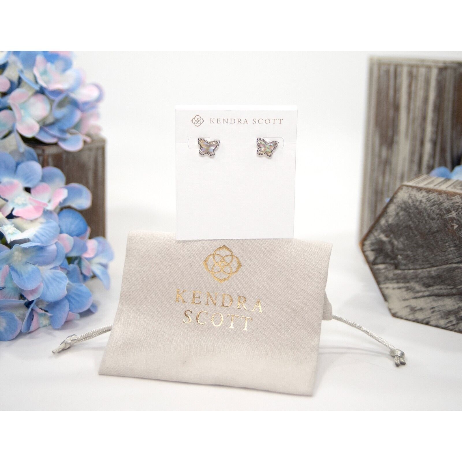 Kendra Scott Kendra Scott Lillia Butterfly Abalone Rhodium Stud Earrings Size ONE SIZE - 3 Thumbnail