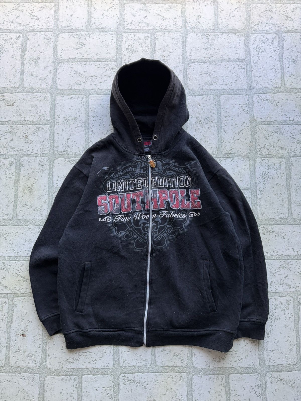 Y2K SouthPole Baggy Affliction Style Zip Up Hoodie