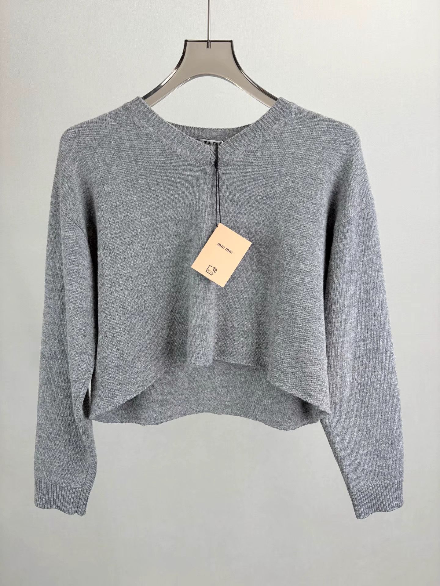 Miu Miu MIUMIU Grey V-Neck Wool Sweater Size S / US 4 / IT 40 - 1 Thumbnail