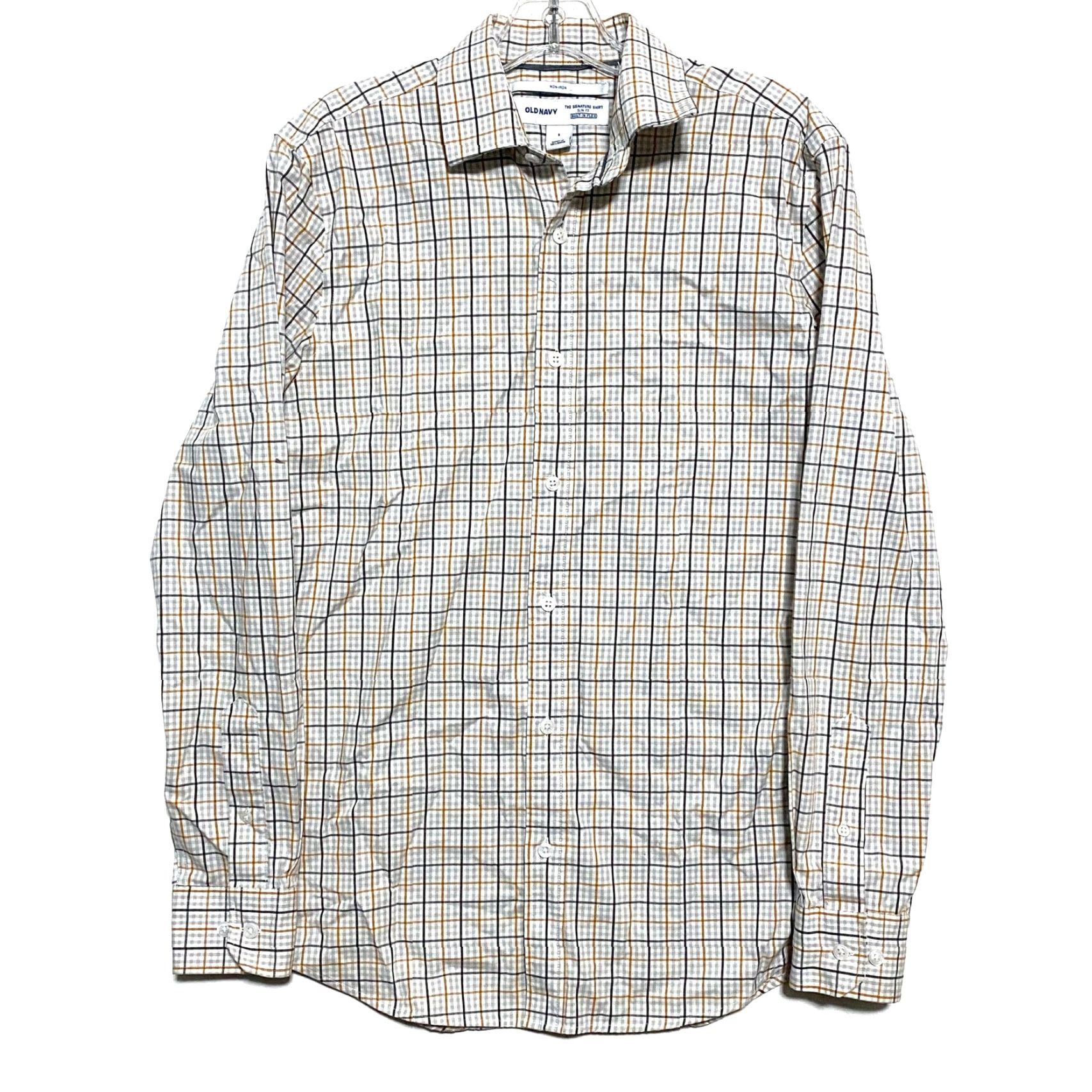 Old Navy Old Navy The Signature Shirt Slim Fit Button-Up Mens S Non-Iron Long Sleeve White Plaid Office Workwear Preppy Casual Size US S / EU 44-46 / 1 - 2 Thumbnail