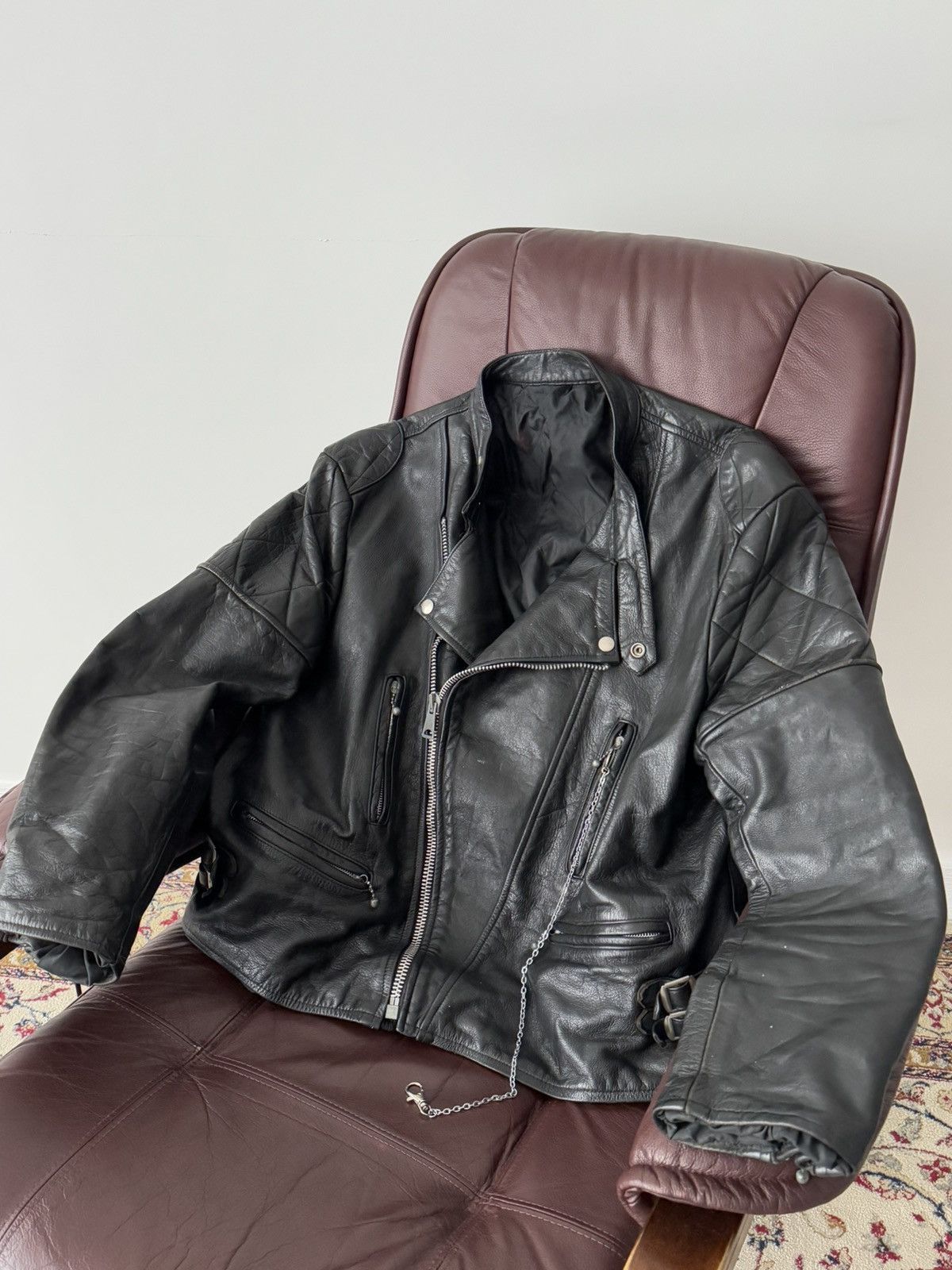 Vintage 1960s Vintage British ‘Clix’ Zipper Biker Leather Jacket Size US L / EU 52-54 / 3 - 5 Thumbnail