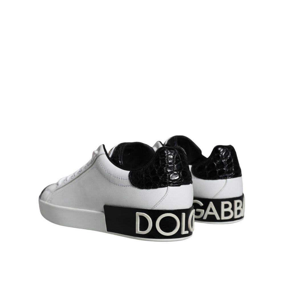 Dolce & Gabbana Dolce & Gabbana Black Leather Logo Portofino Sneaker Shoes Size US 6 / EU 39 - 4 Thumbnail