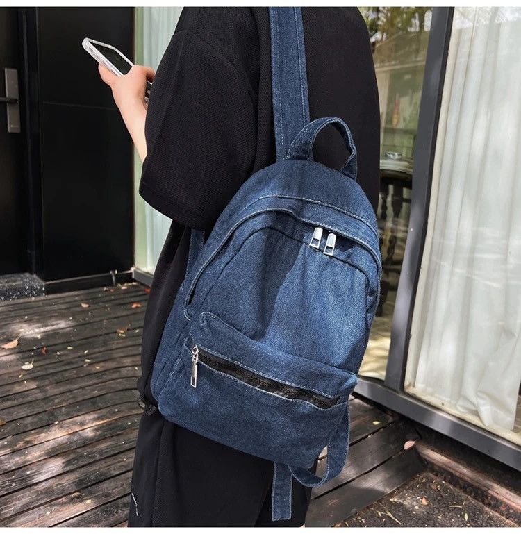 Japanese Brand Sewing Thread Zippered Denim Backpack Size ONE SIZE - 2 Thumbnail