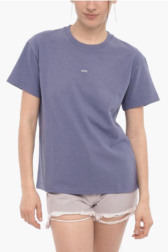 image of A P C Og1Mm0524 Solid Color T-Shirt In Purple, Women's (Size Medium)