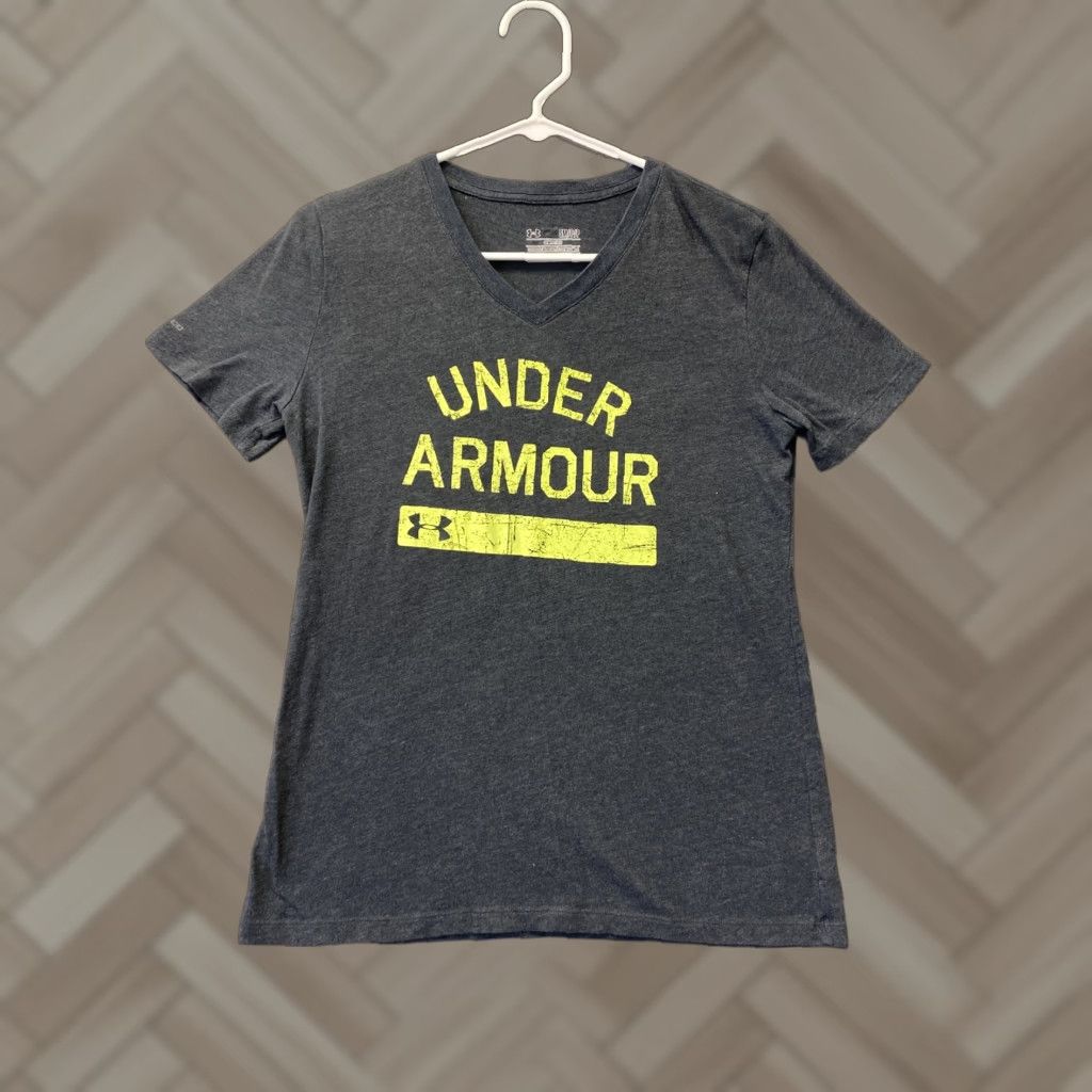 Under Armour Under Armour Threadborne Shirt Women Gray V-Neck Short Sleeve Small Regular Athletic CrossFit Gym Running Size S / US 4 / IT 40 - 1 Thumbnail