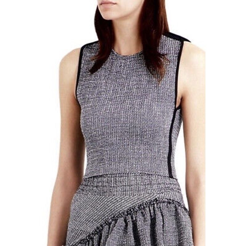 Maje Maje Larza Black White Jacquard Sleeveless Cropped Top NWT Size S / US 4 / IT 40 - 1 Thumbnail