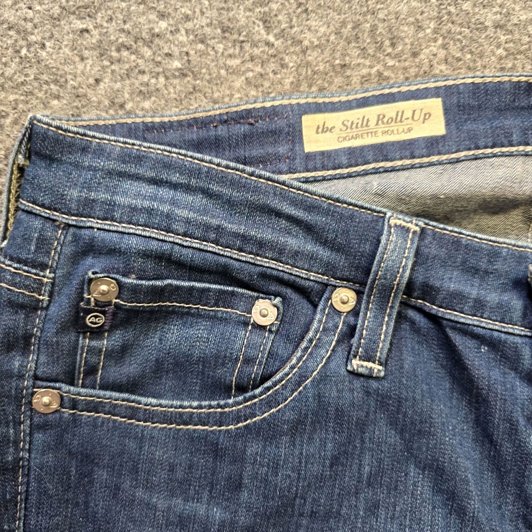 Vintage AG Adriano Goldschmied Jeans Women Size 27 Blue Stilt Roll Up Cuffed Skinny Capsule Casual, Travel, Denim, Slim, Patchwork? No, solid. Size 27" / US 4 / IT 40 - 3 Thumbnail
