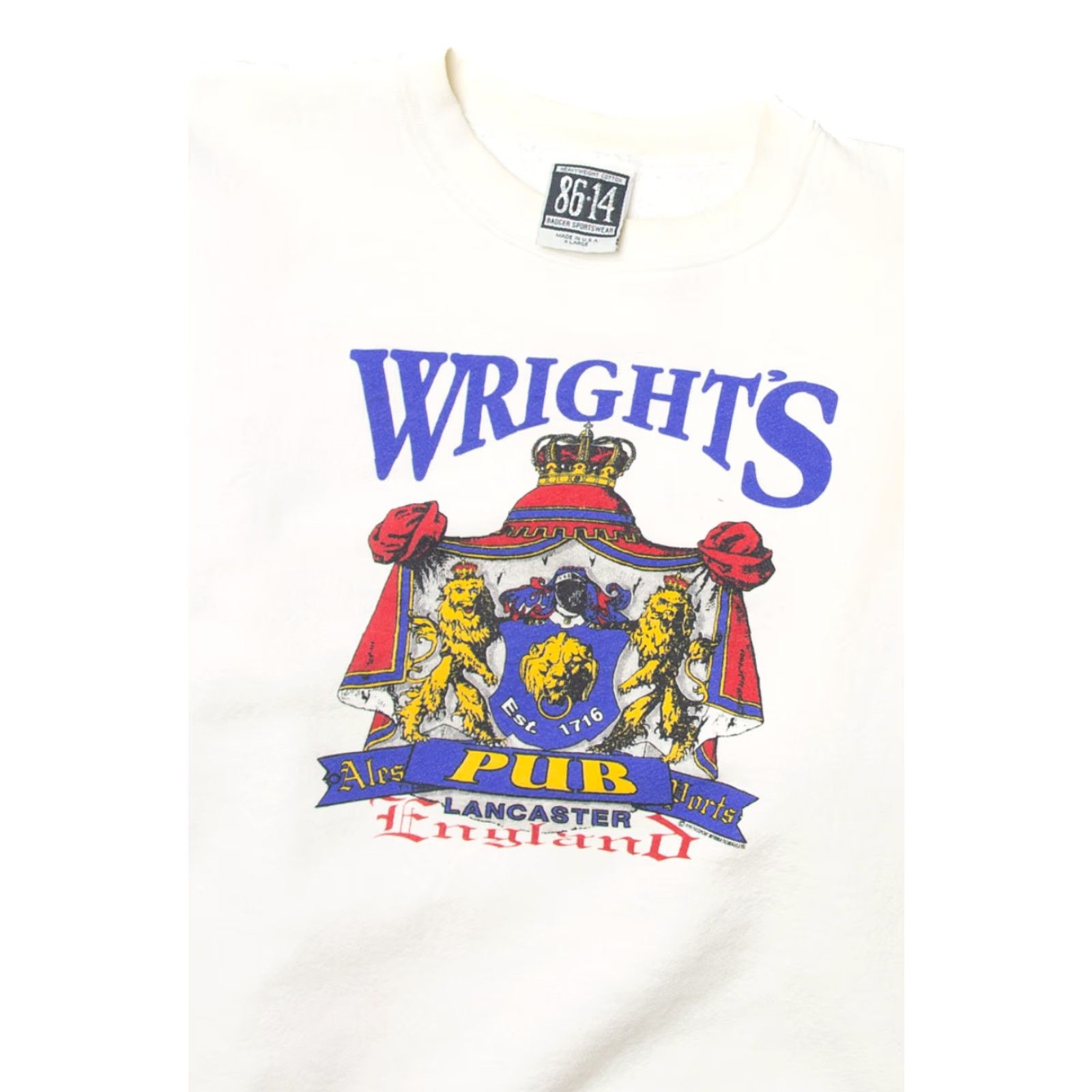 Vintage VINTAGE Wright's Pub Sweatshirt Unisex Adults Sweatshirt X-Large White Cotton / Polyester 1990s 86.14 Mens Womens Boys Girls Size US XL / EU 56 / 4 - 2 Thumbnail