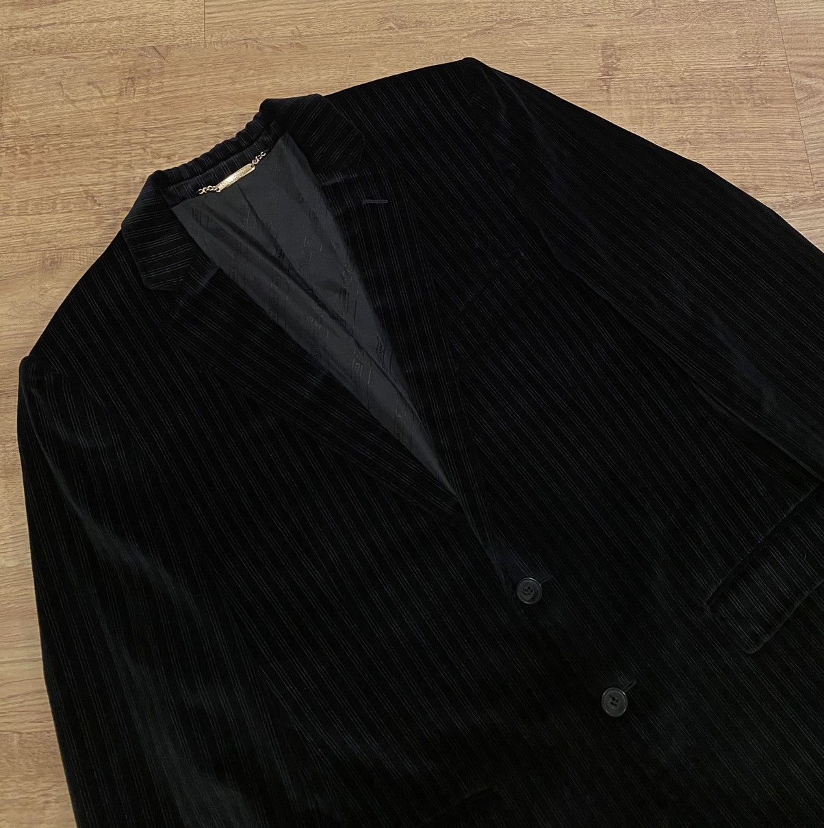 Designer Dolce & Gabbana Velour Striped Blazer x Vintage x Luxury Size 48S - 3 Thumbnail