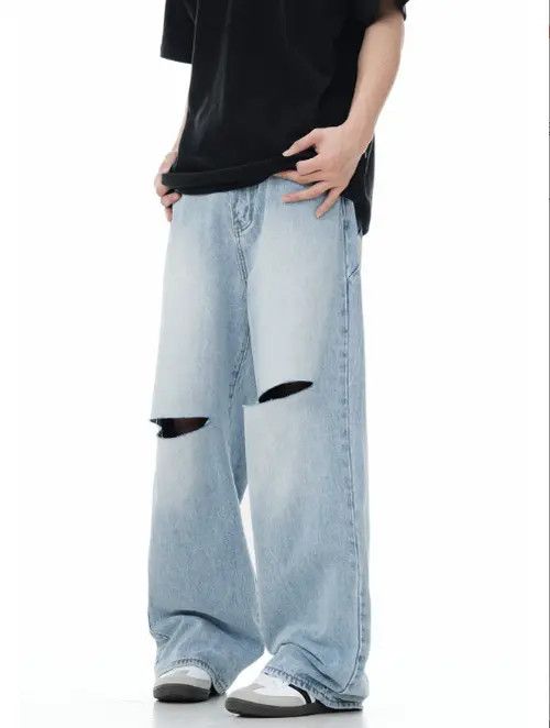 VIBE American retro washed versatile ripped trendy jeans Size US 32 / EU 48 - 7 Thumbnail