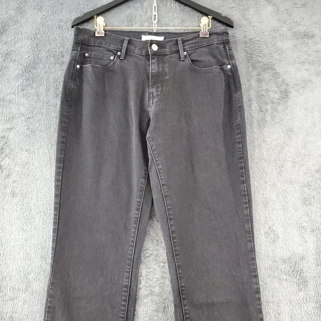 Levi's Levi's 505 Straight Jeans Womens Black Denim Mid Rise Dark Wash Size 29 Black/Denim Jeans Women 505 Straight Menus Womens Size 29" - 2 Thumbnail