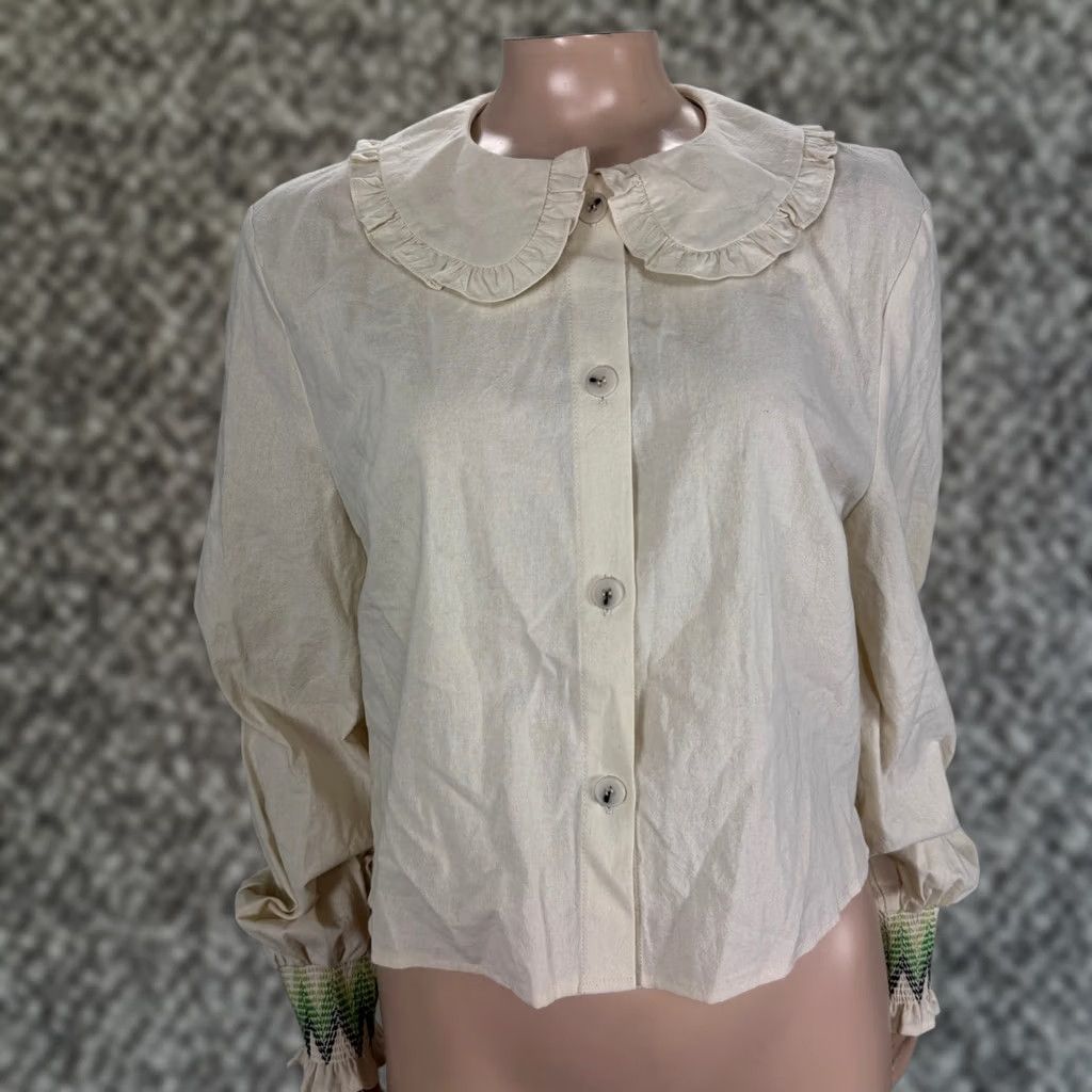 Baum und Pferdgarten Baum Und Pfergarten Women's Shirt 10 Cotton Short Sleeve Button Embroidered Cream Casual Vintage: No Womens, Cream, 10 Size L / US 10 / IT 46 - 1 Thumbnail