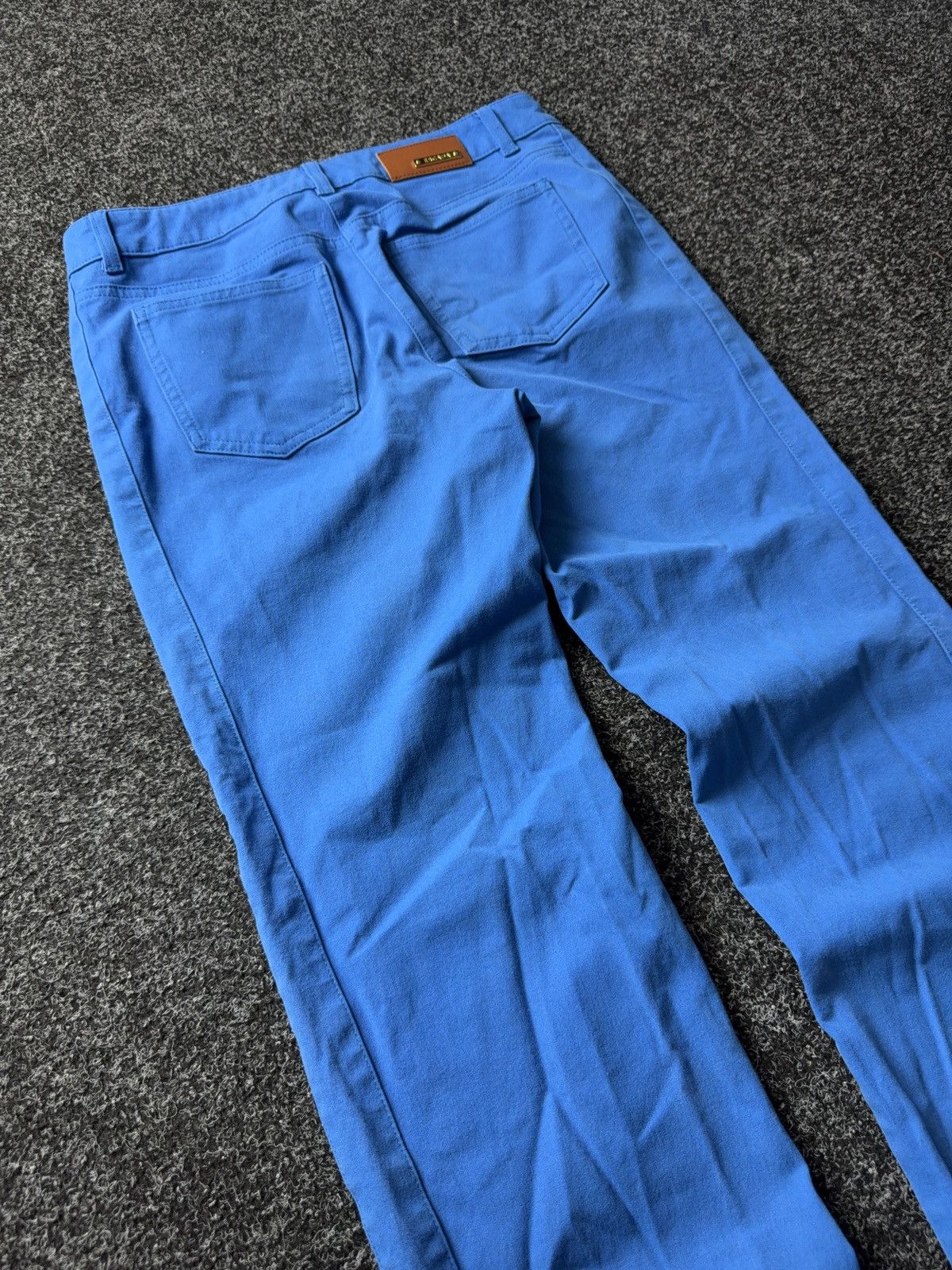Escada Avant Garde Luxury Designer Escada gold logo Blue pants Size 31" - 14 Thumbnail