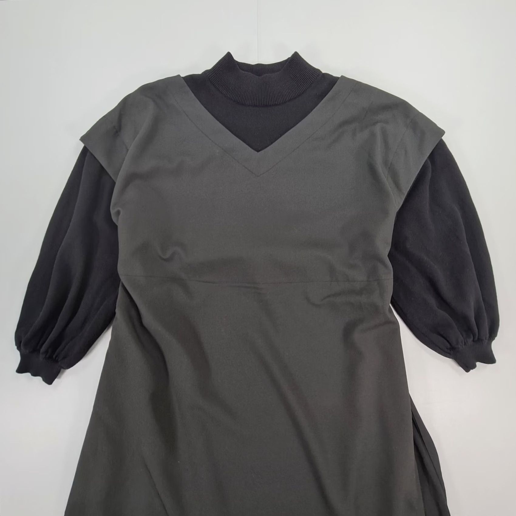 Vintage Frapbois Womens Dress Black Size S Knee Length Mock Neck Jumper Dress Size S / US 4 / IT 40 - 3 Thumbnail