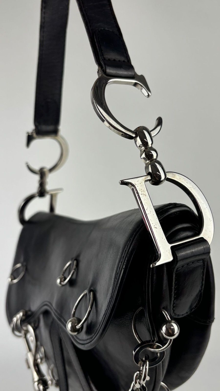 Dior Dior Punk Black Leather Hardcore Saddle Bag Size ONE SIZE - 14 Thumbnail