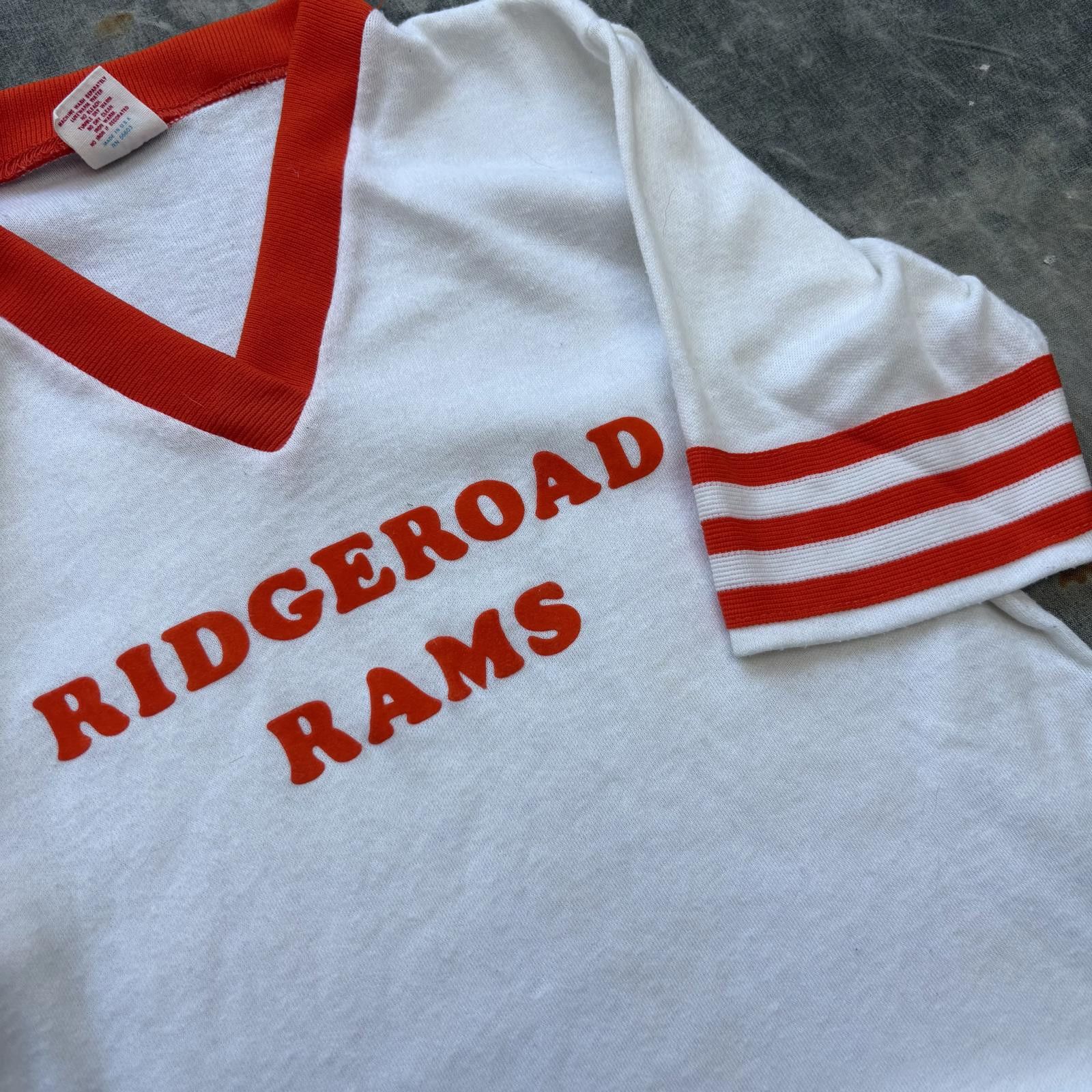 Vintage Vintage 70s Ridge Road Rams School Striped Sleeve Shirt Size US S / EU 44-46 / 1 - 3 Thumbnail