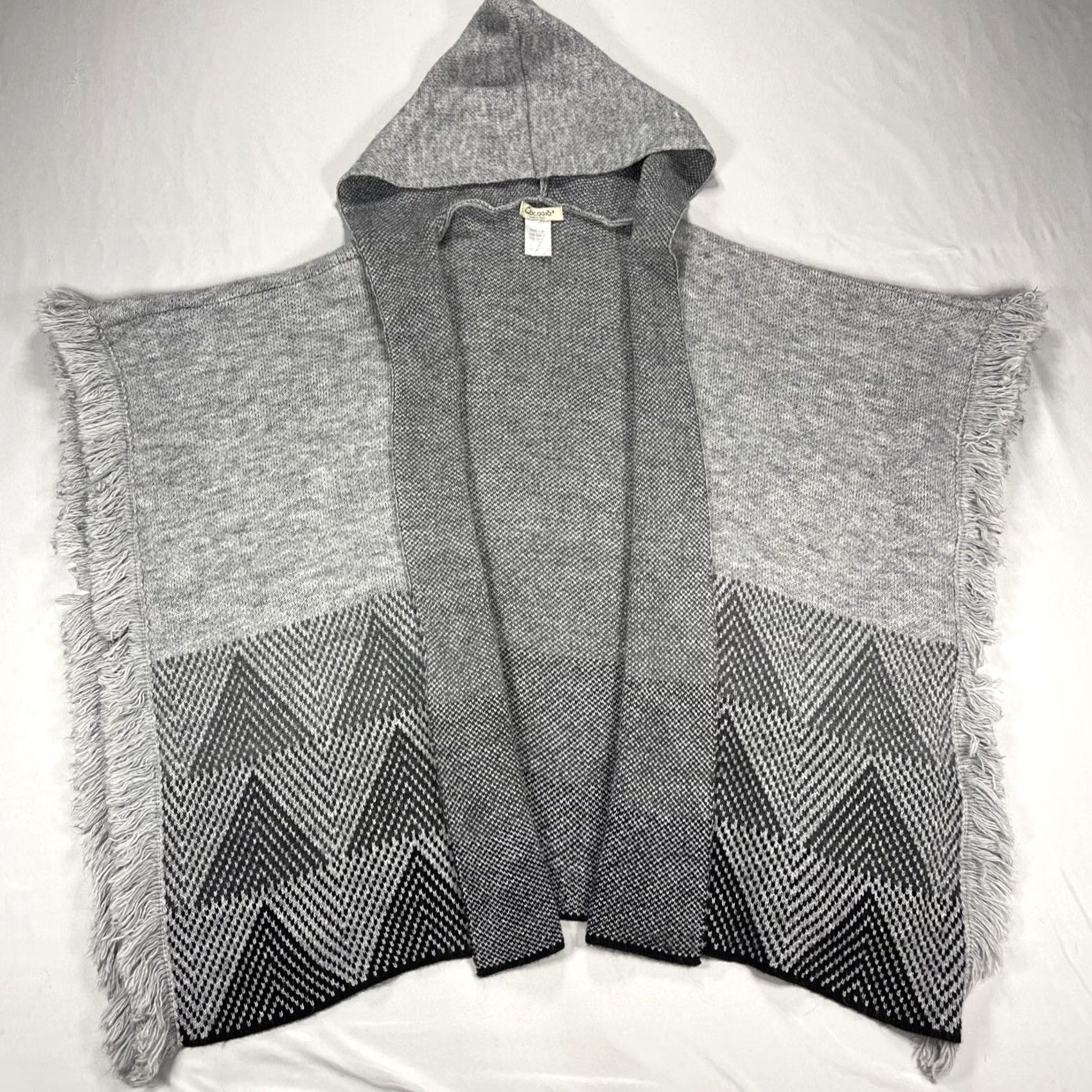 Vintage Cocogio Women’s One Size Hooded Fringe Gray Sweater Made In Italy Wool Blend Shirt Womens One Size Gray Fringe Hooded Wool Blend Italy Coco g Size ONE SIZE - 2 Thumbnail