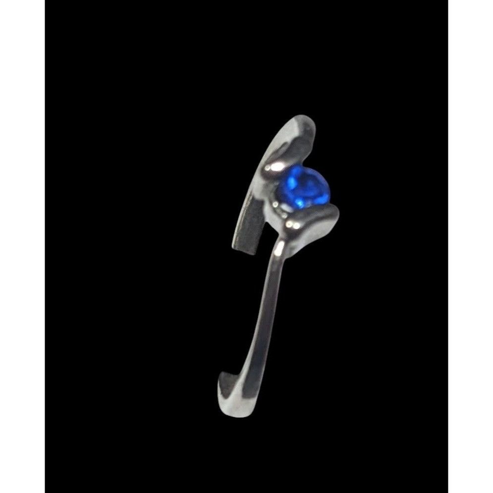 Other Minimalist Blue Gemmed Silver Tone Ring Size 5 Size ONE SIZE - 9 Thumbnail