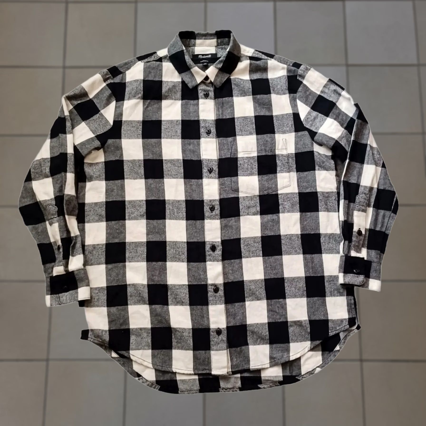 Madewell Madewell Shirt XS Black Ivory Check Oversized Button Up Long Sleeve Top Womens Size XS / US 0-2 / IT 36-38 - 1 Thumbnail