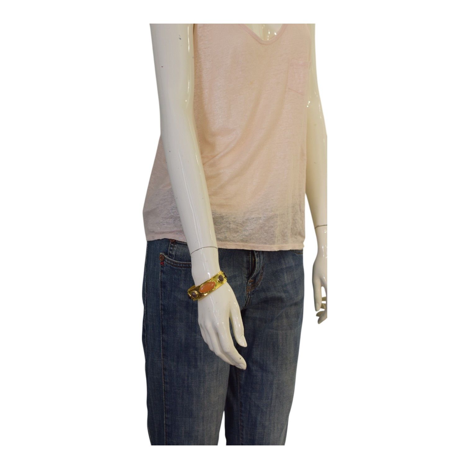 Saint Laurent Paris Saint Laurent Arty cabochon stone-embellished cuff bracelet Size ONE SIZE - 4 Thumbnail